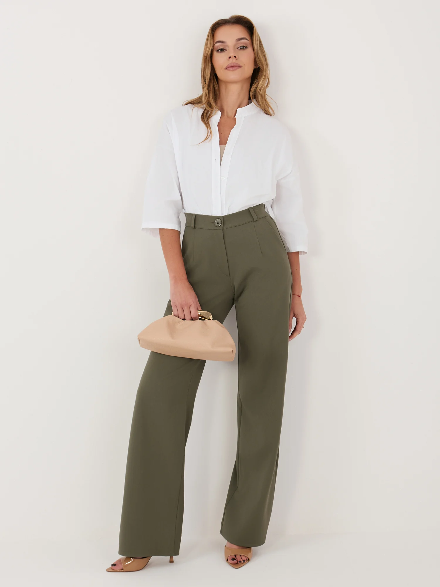 Camasa Dama Mini, Decolteu in V, Maya, Alb Eleganta Office - imagine 2