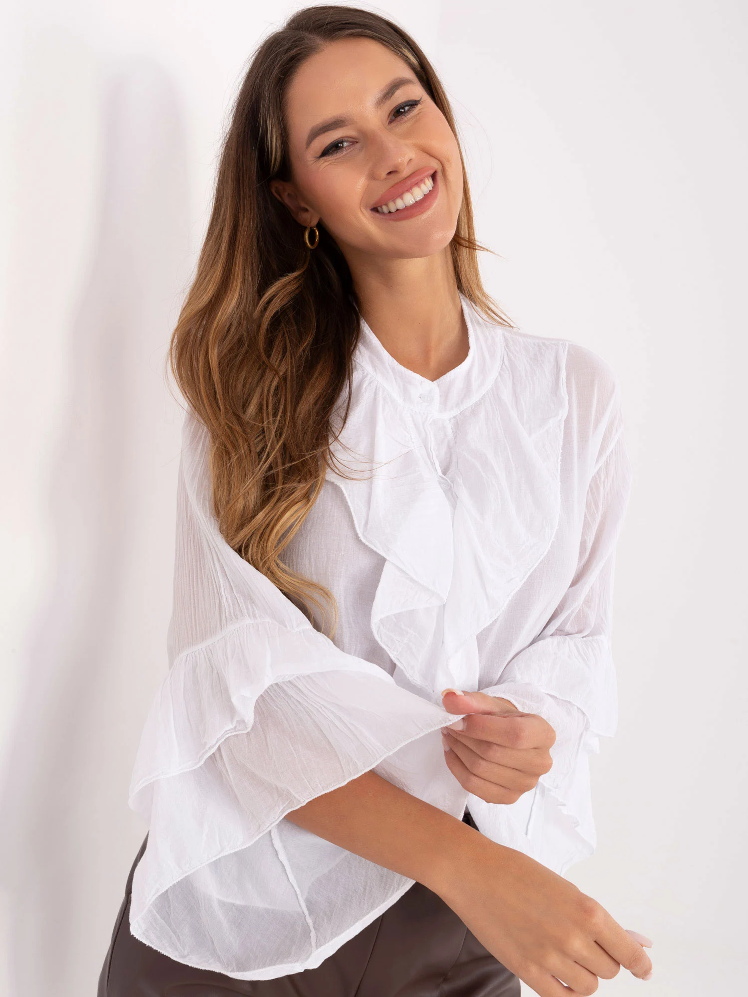 Camasa Dama Maneca 3/4, Elegant, ITALY MODA, Alb Eleganta Office - imagine 4