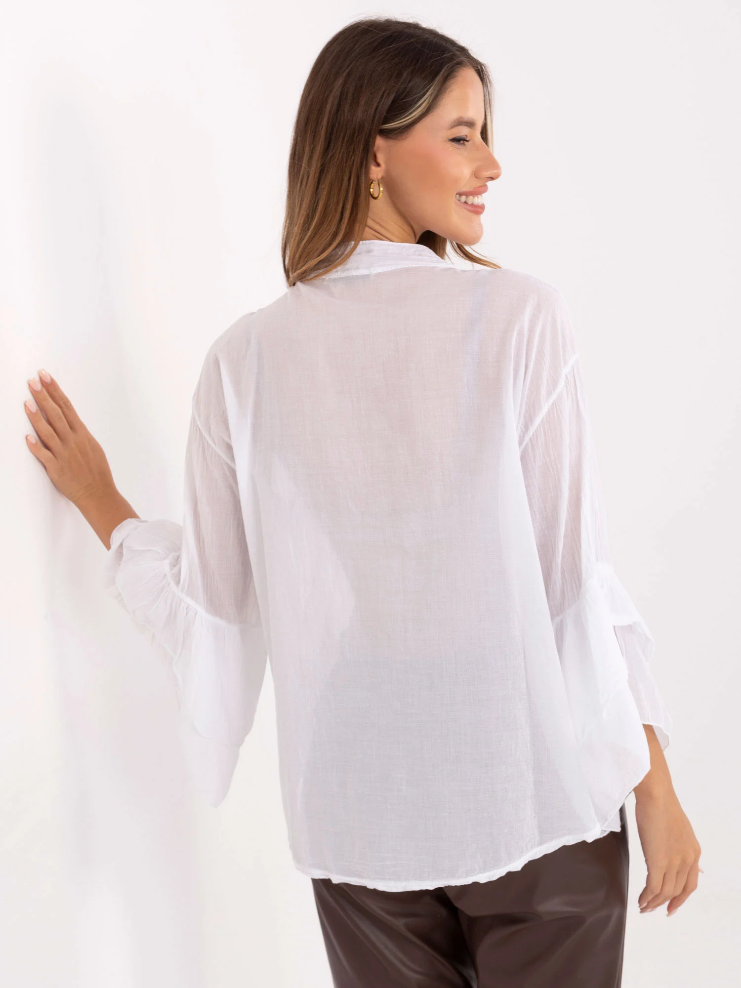 Camasa Dama Maneca 3/4, Elegant, ITALY MODA, Alb Eleganta Office - imagine 2