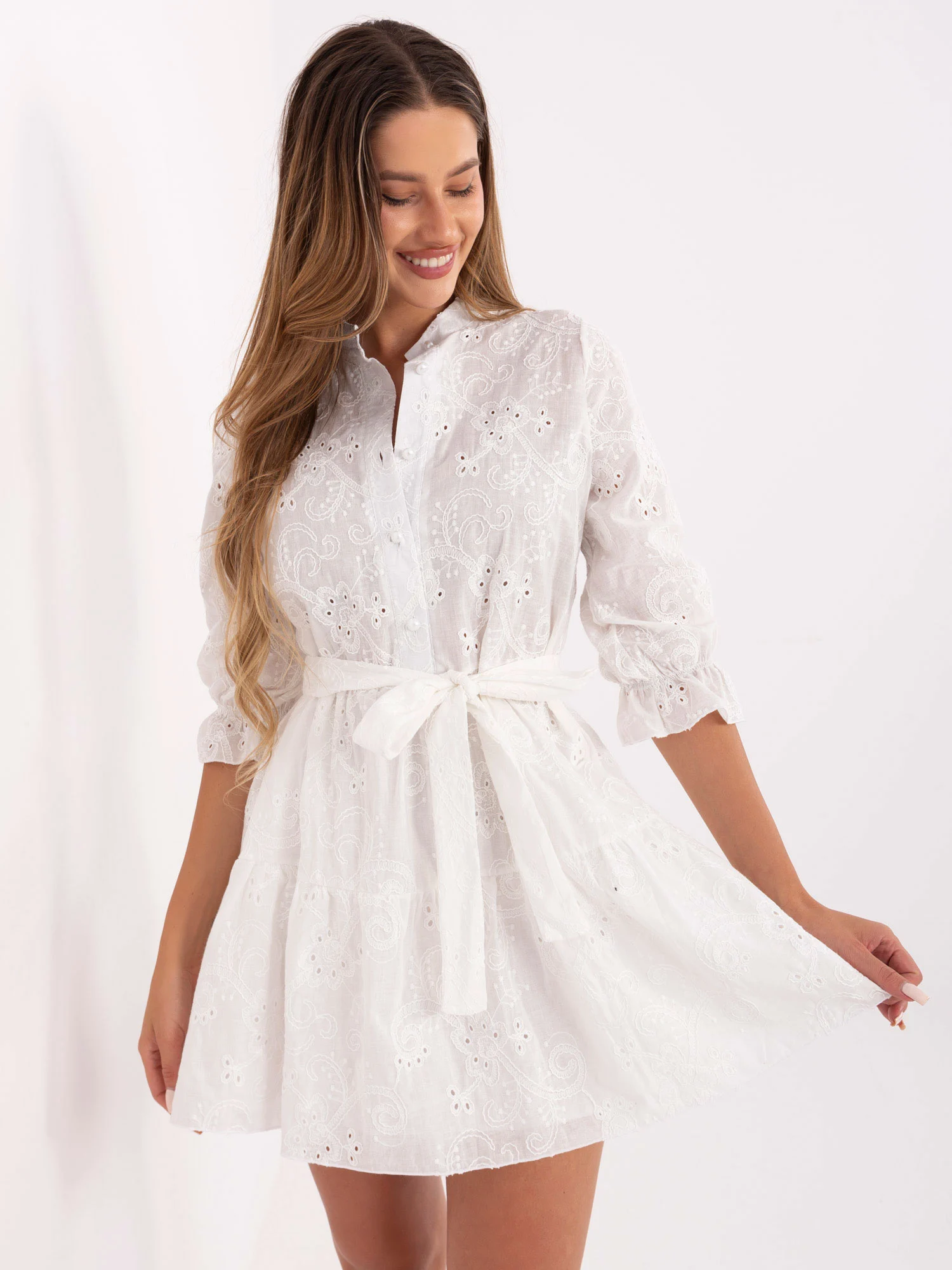 Rochie Dama Mini, Floral, LAKERTA, Alb de Vara - imagine 2