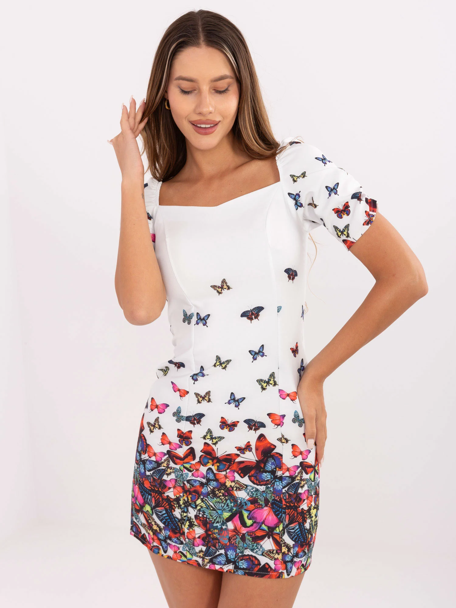 Rochie Dama Mini, Croiala dreapta, LAKERTA, Alb de Sarbatori - imagine 4