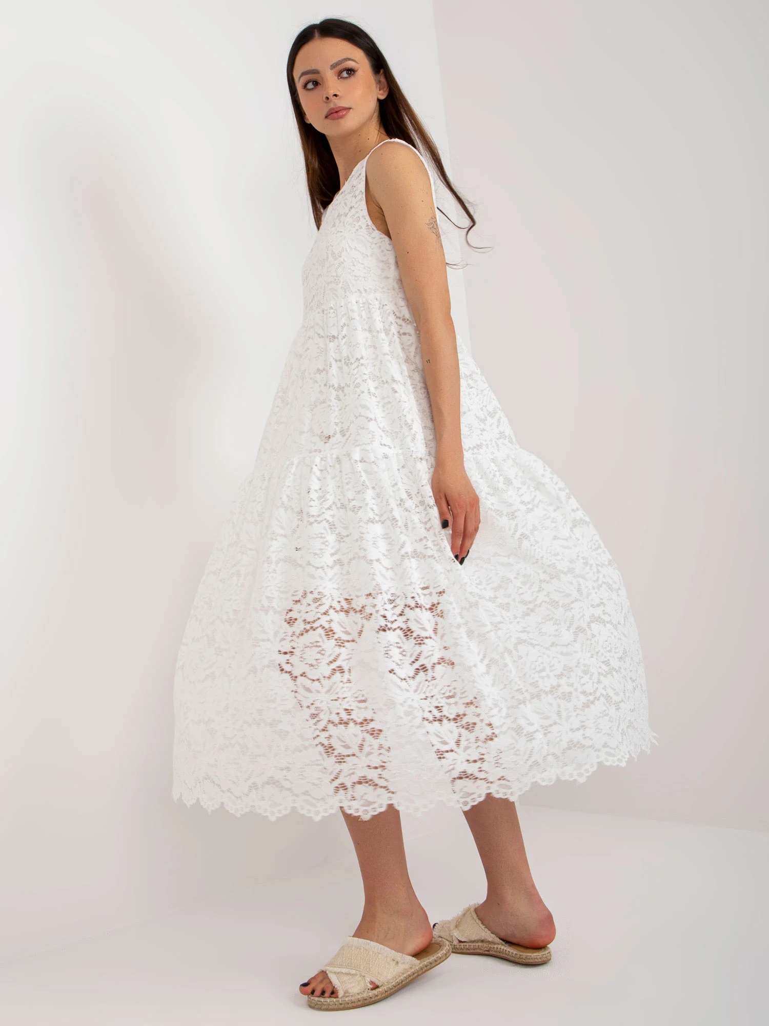 Rochie Dama Midi, Lejera, Och Bella, Alb de Vara - Image 6