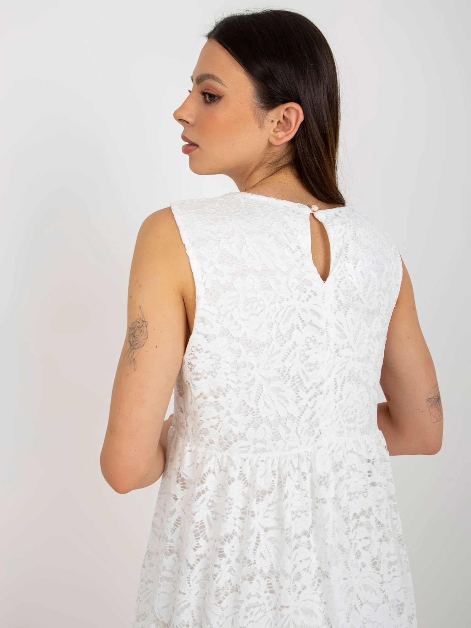 Rochie Dama Midi, Lejera, Och Bella, Alb de Vara - Image 3