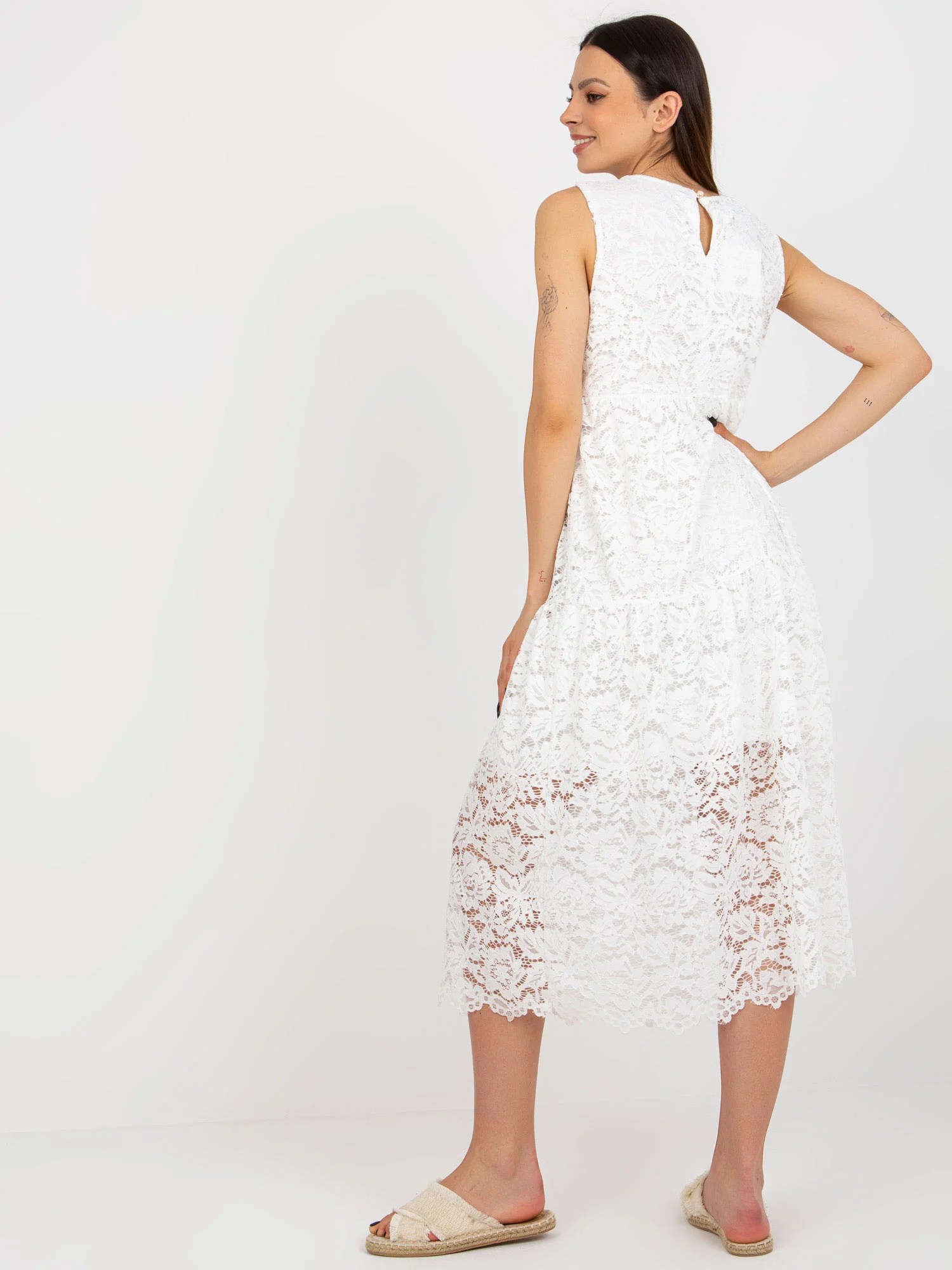 Rochie Dama Midi, Lejera, Och Bella, Alb de Vara - Image 4