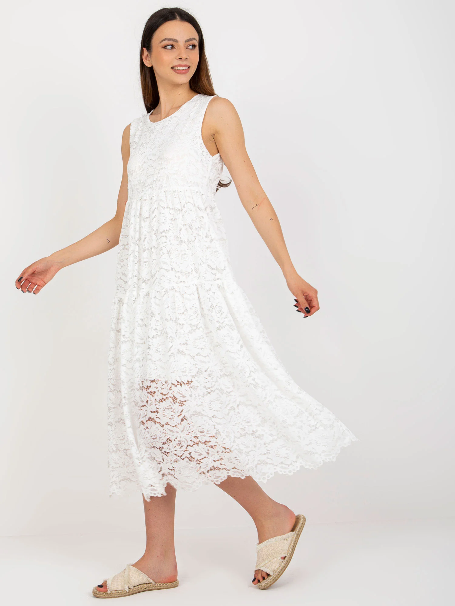 Rochie Dama Midi, Lejera, Och Bella, Alb de Vara - Image 2