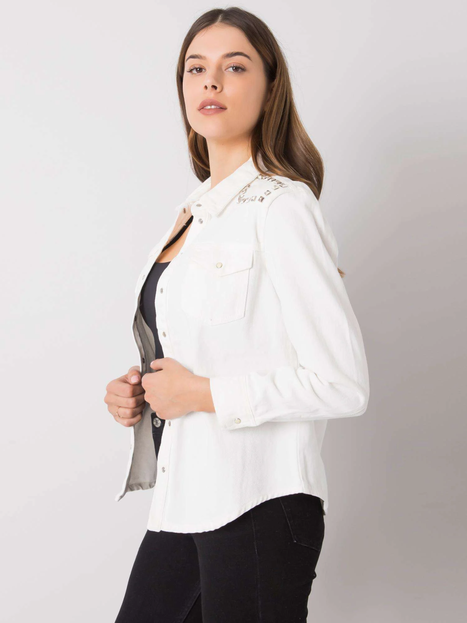 Camasa Dama Maneca lunga, Decolteu cu guler, Ciminy, Alb Eleganta Office - imagine 2