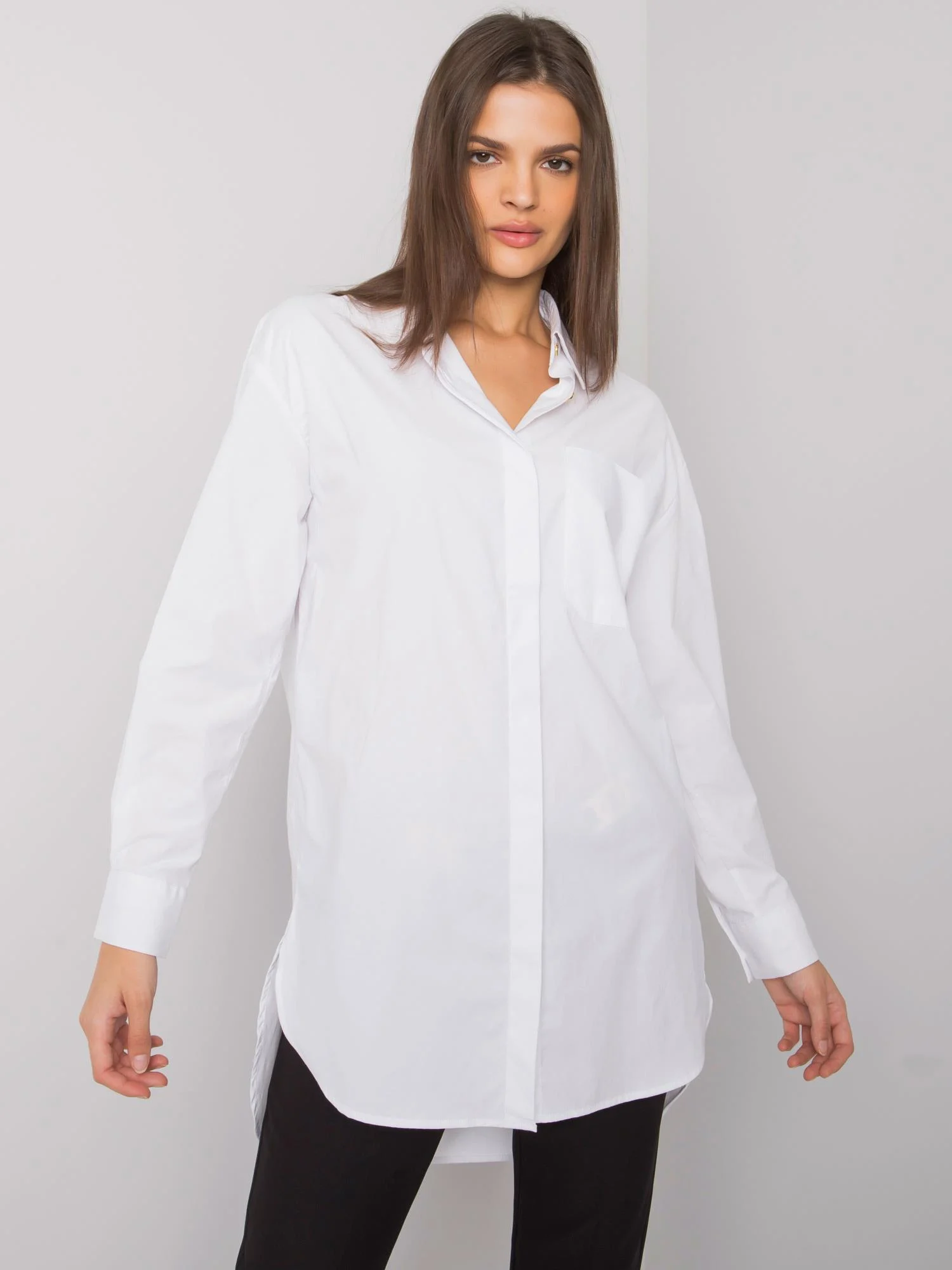 Camasa Dama Maneca lunga, Decolteu cu guler, ex moda, Alb Eleganta Office - imagine 5