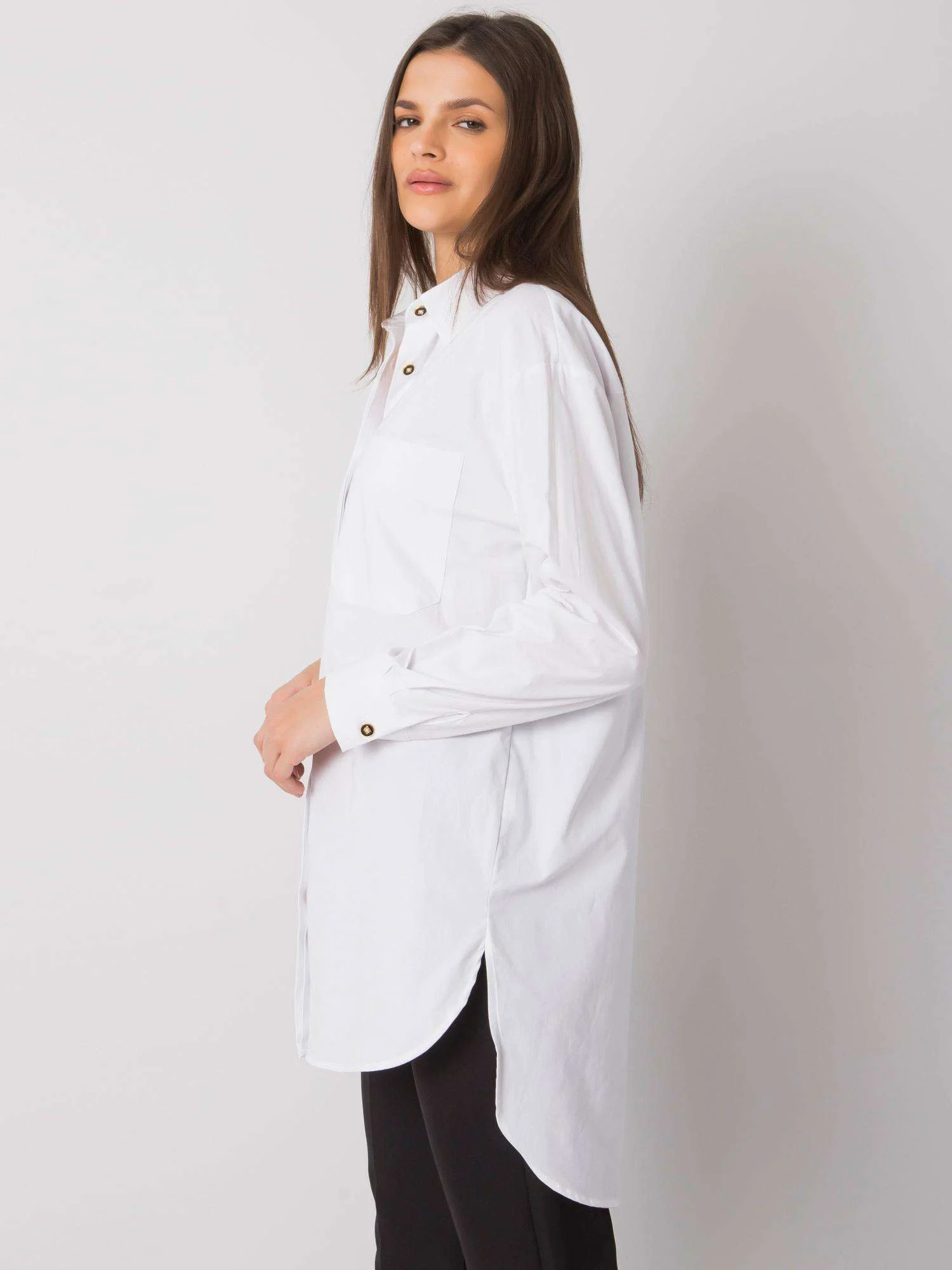 Camasa Dama Maneca lunga, Decolteu cu guler, ex moda, Alb Eleganta Office - imagine 2