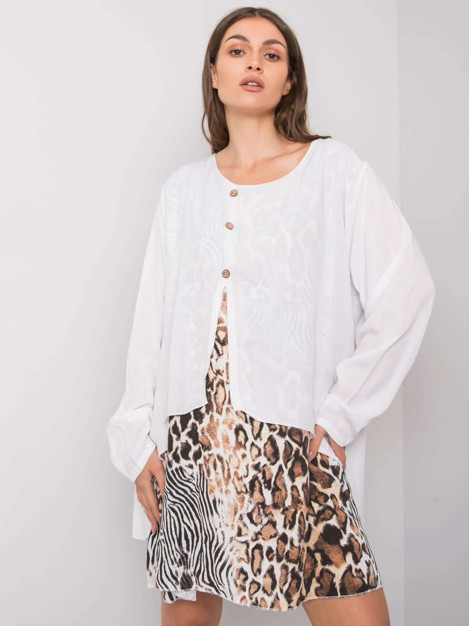 Rochie Dama Maxi, Animal print, ITALY MODA, Alb Casual - Image 2
