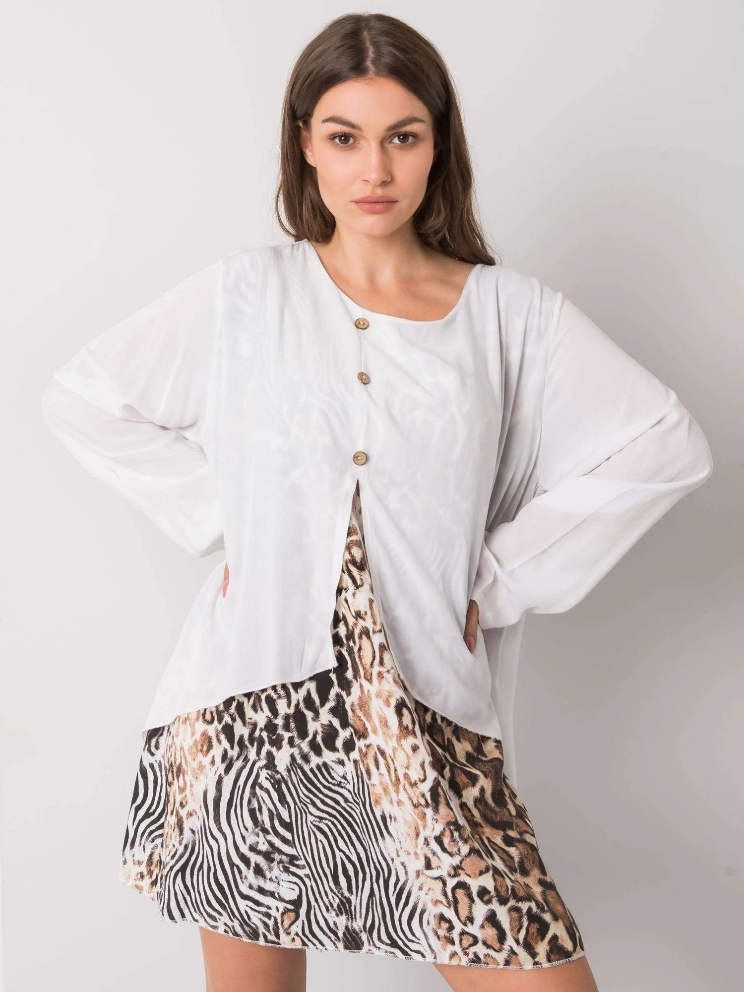 Rochie Dama Maxi, Animal print, ITALY MODA, Alb Casual - Image 3