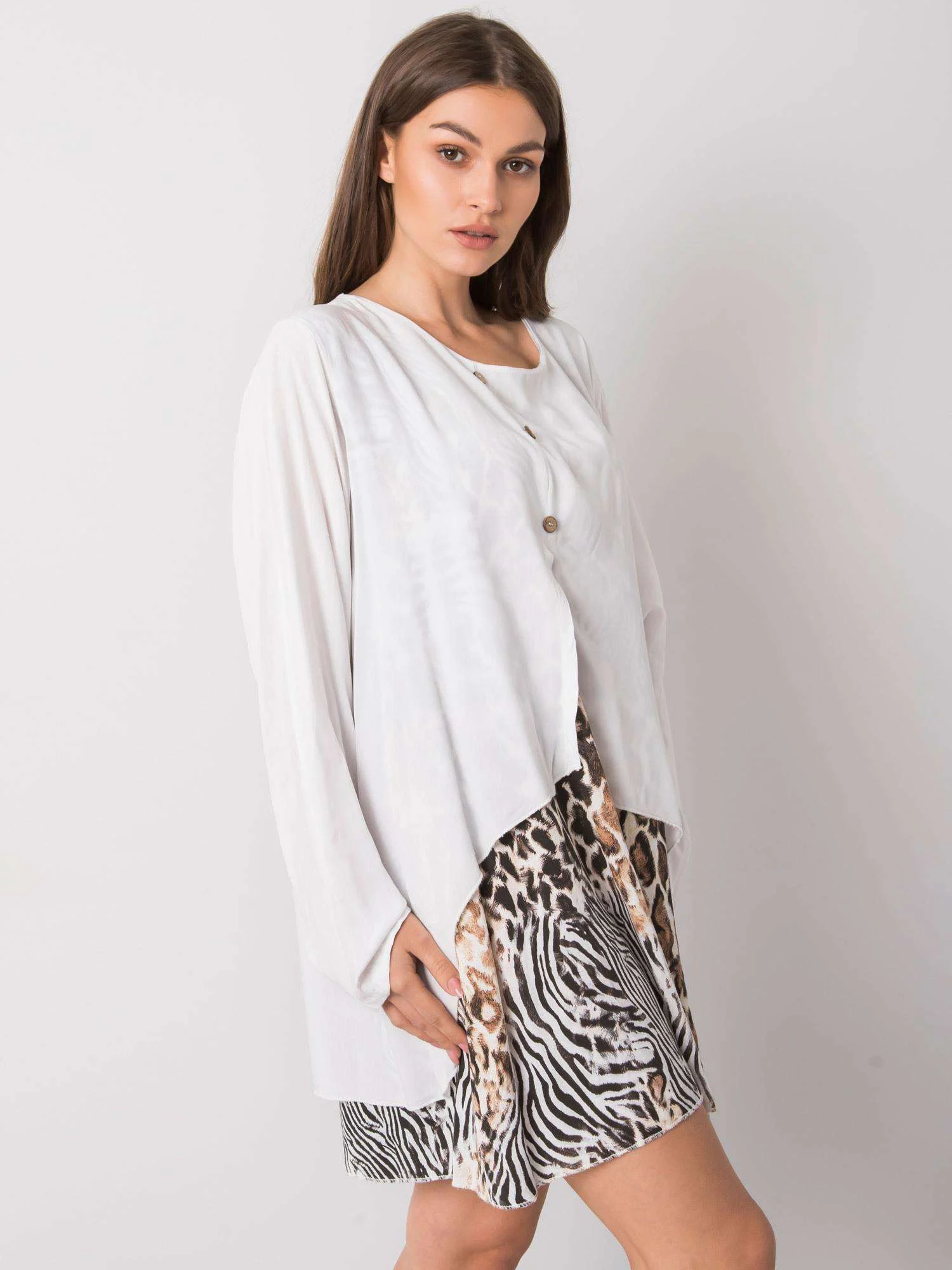 Rochie Dama Maxi, Animal print, ITALY MODA, Alb Casual - Image 4