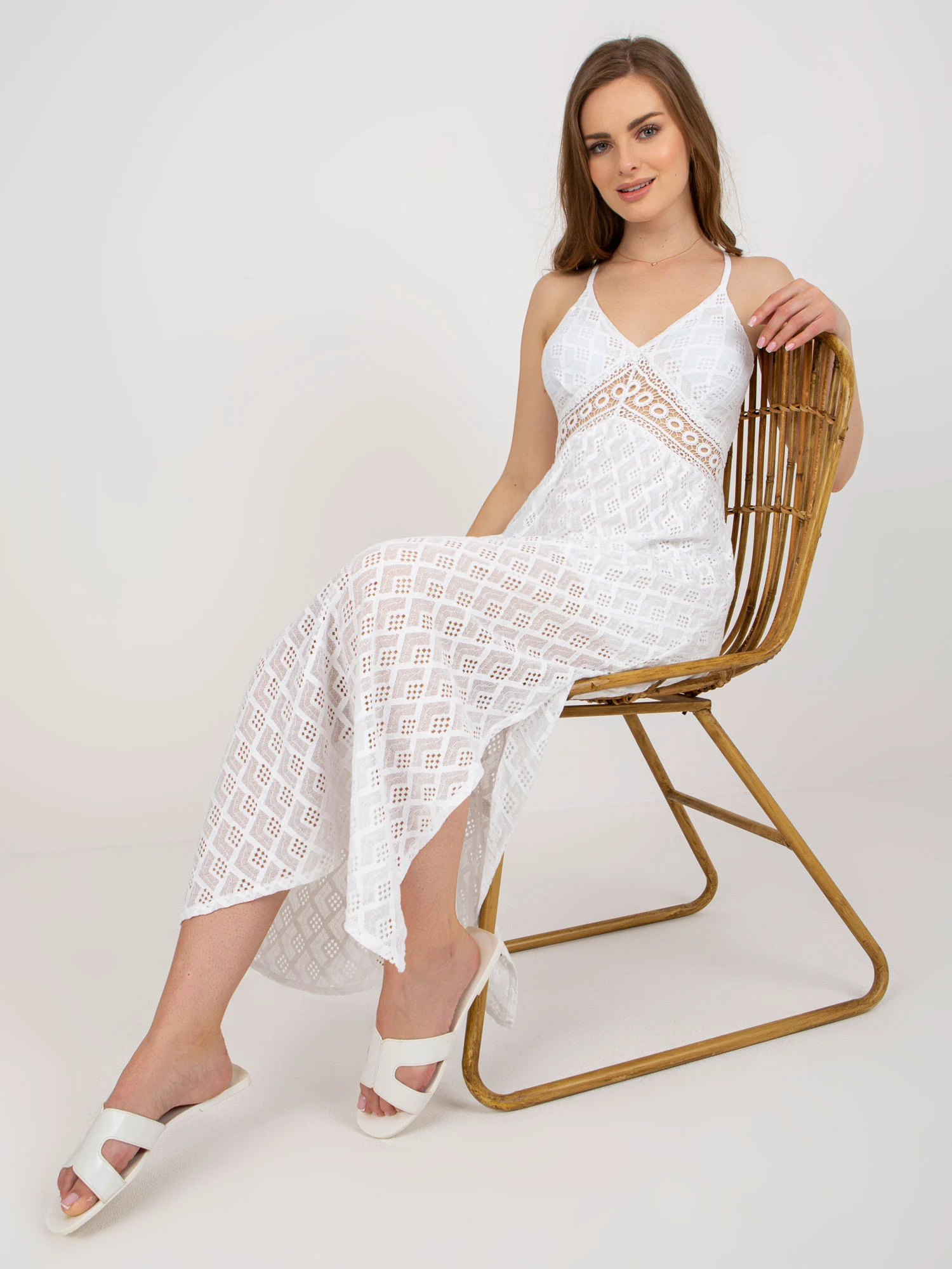 Rochie Dama Midi, Lejera, Och Bella, Alb de Vara - Image 4