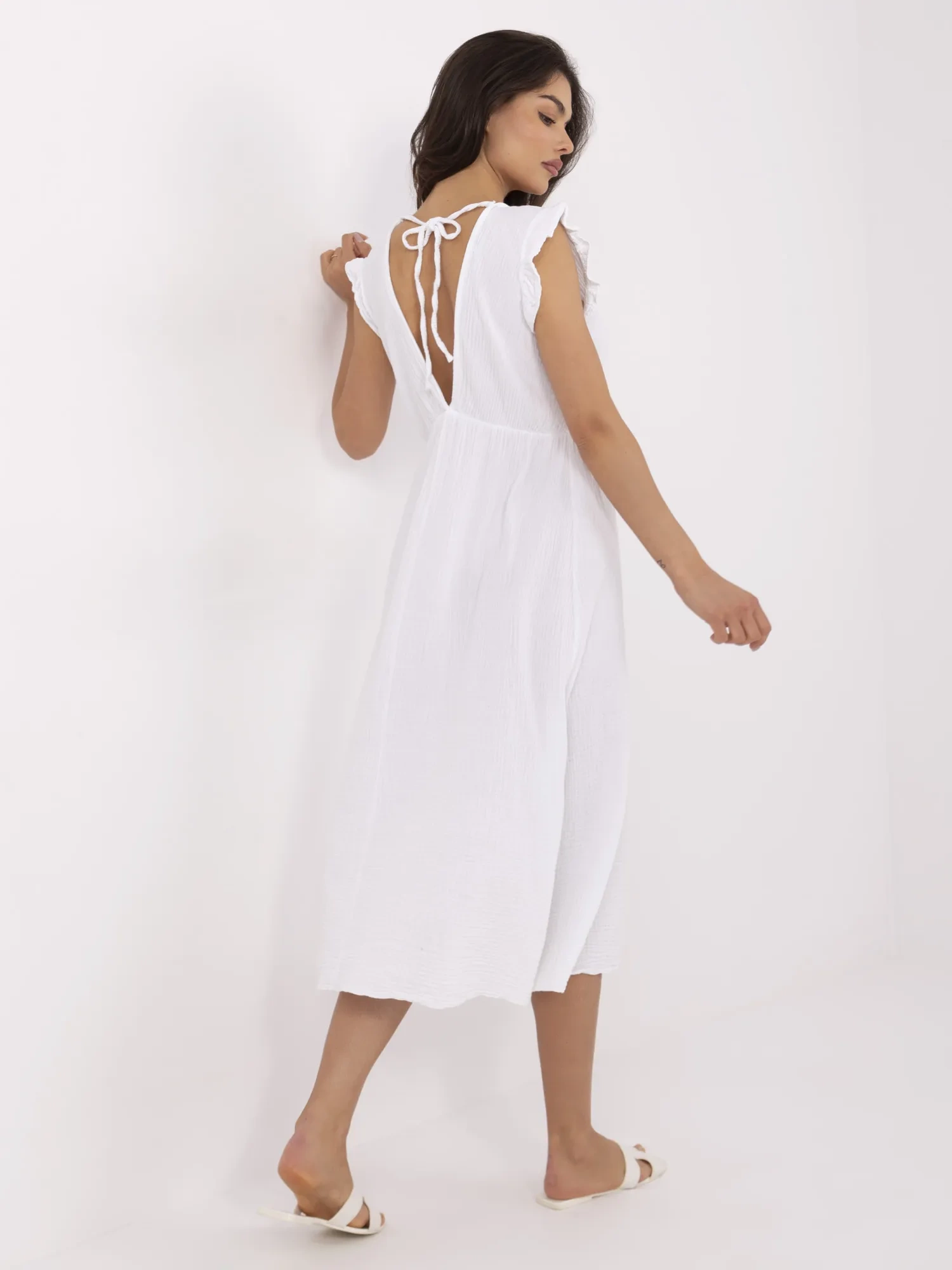 Rochie Dama Midi, Lejera, ITALY MODA, Alb de Vara - imagine 2