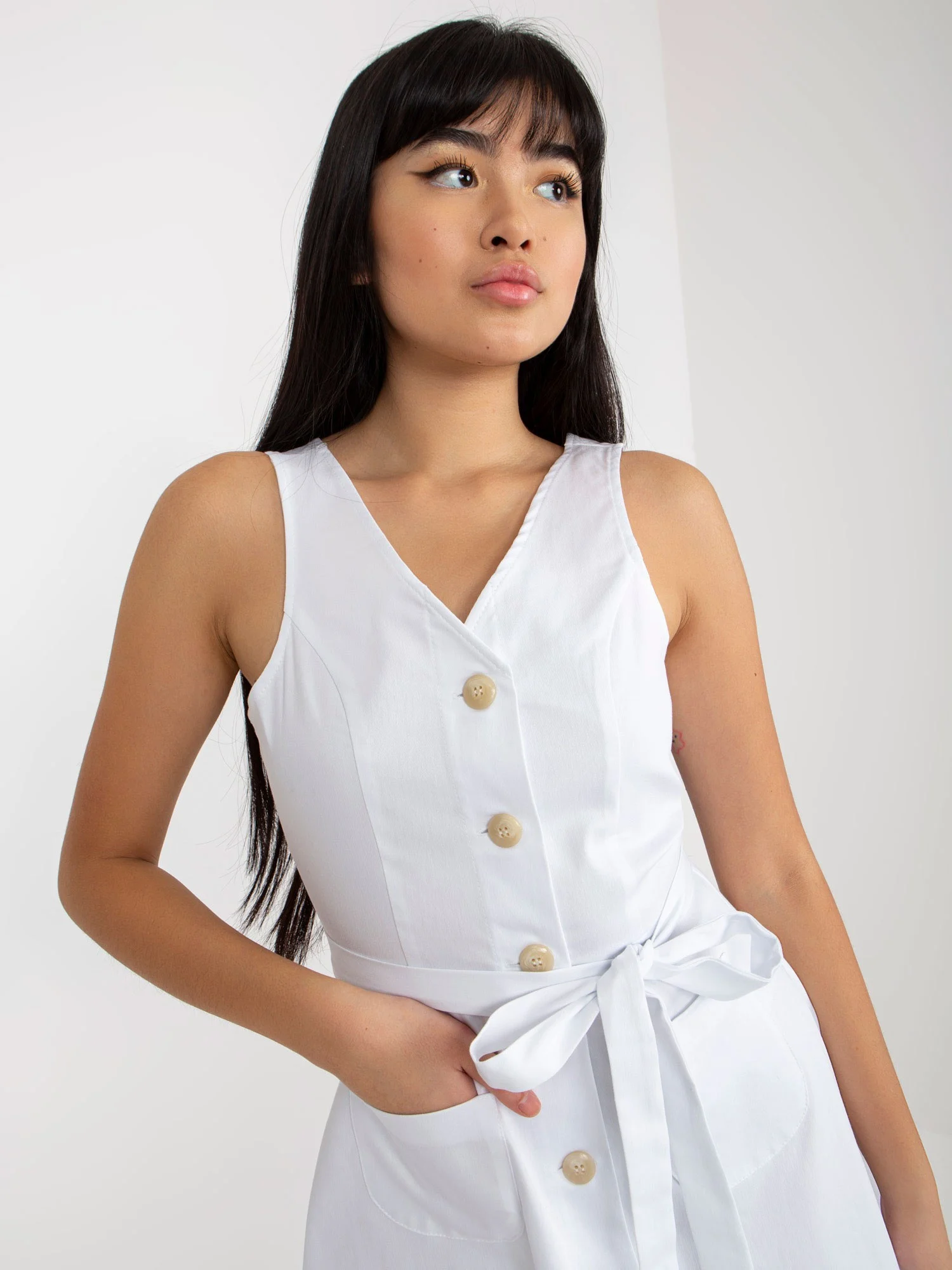 Rochie Dama Fara maneci, Lejera, LAKERTA, Alb de Vara - imagine 3