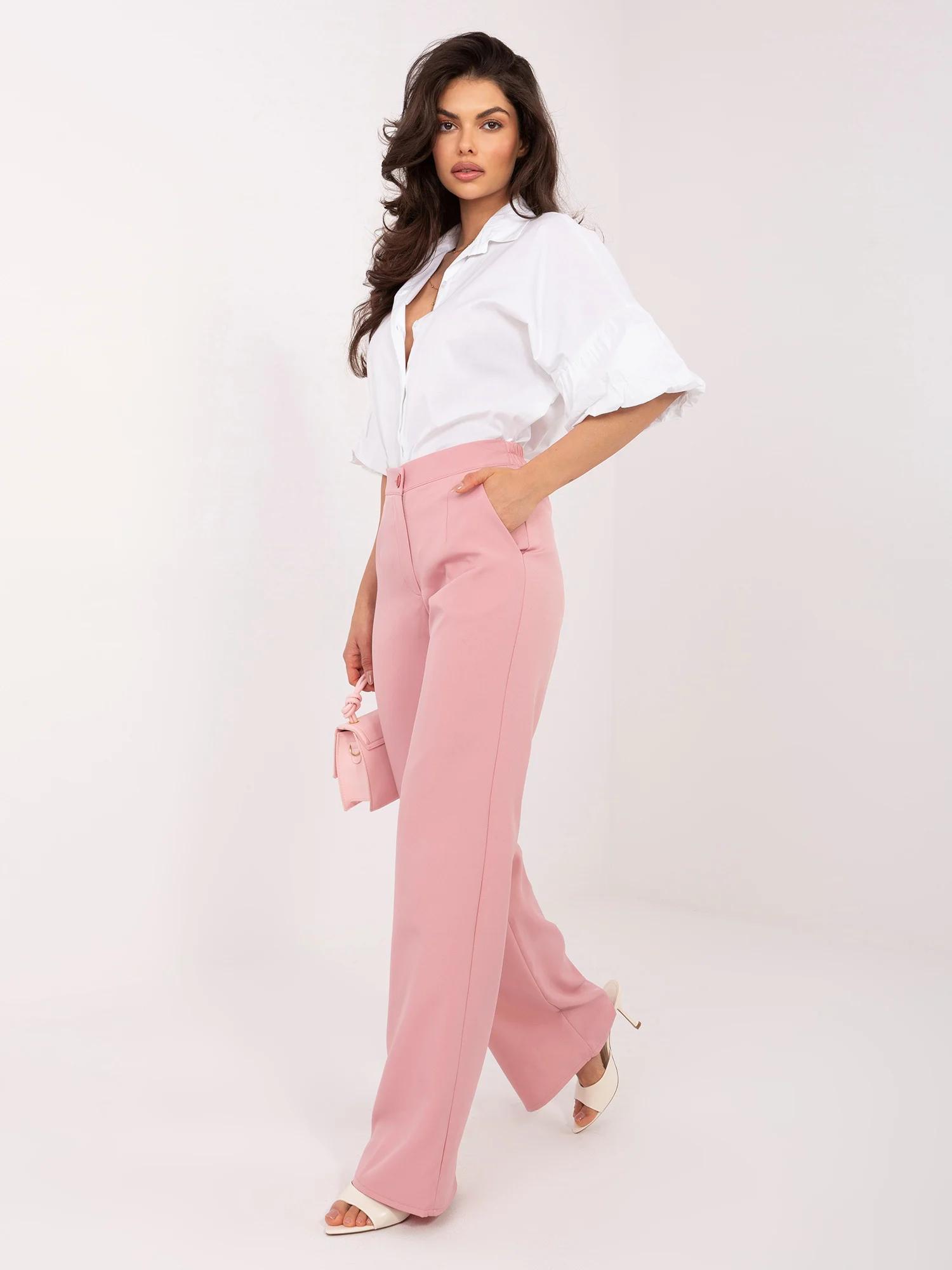 Camasa Dama Maneca 3/4, Guler inalt, ITALY MODA, Alb Eleganta Office - imagine 2