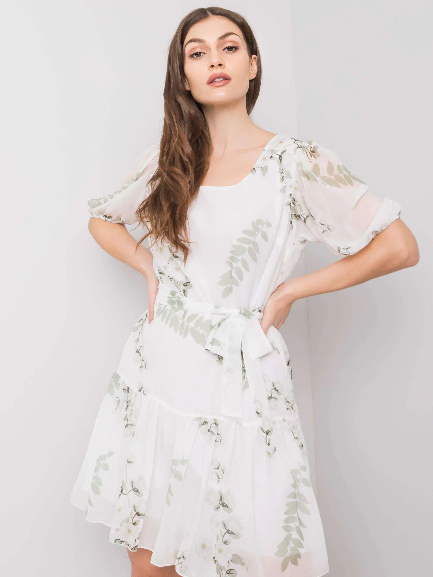 Rochie Dama Mini, Floral, LAKERTA, Alb de Sarbatori - Image 5