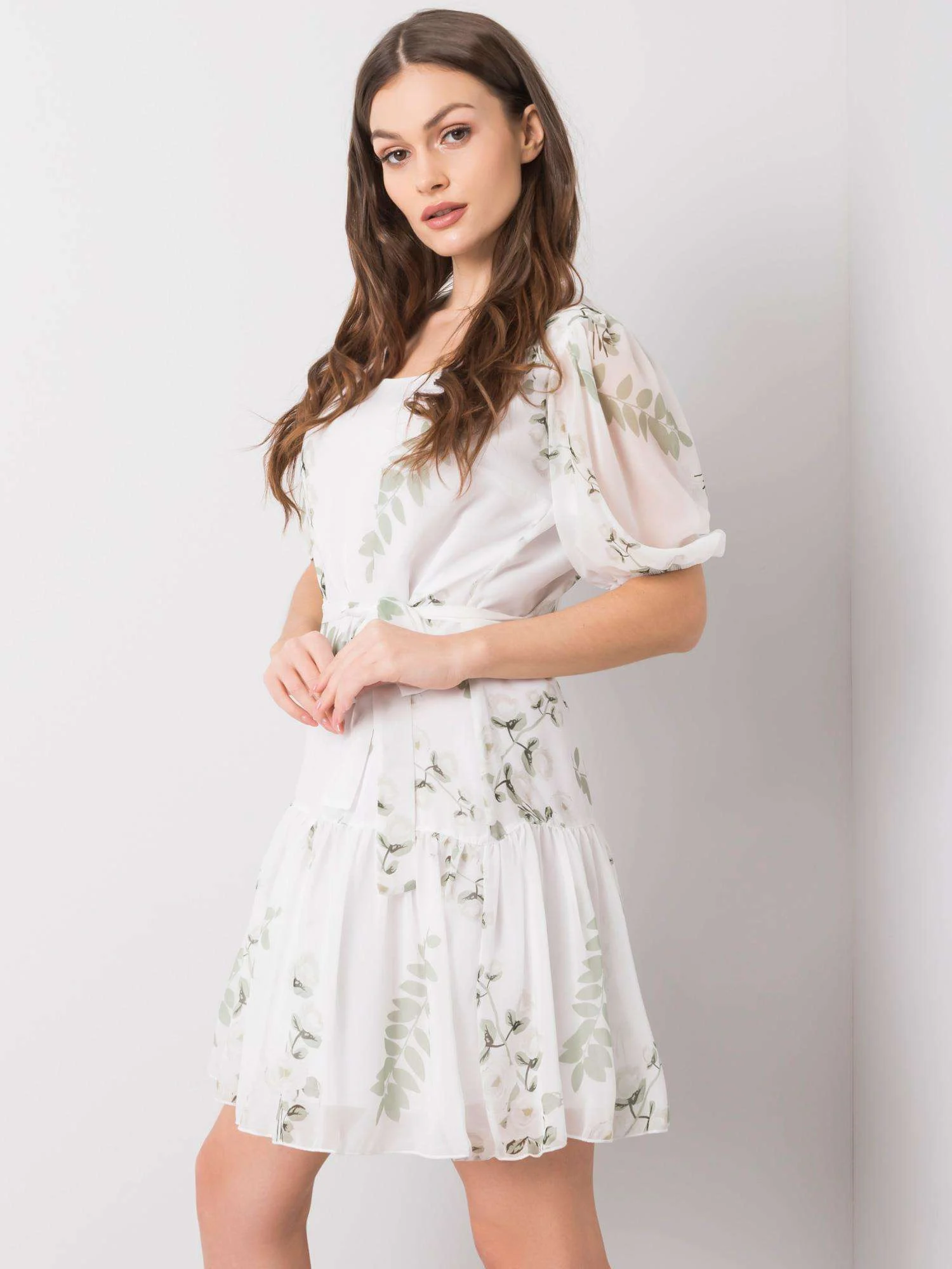 Rochie Dama Mini, Floral, LAKERTA, Alb de Sarbatori - Image 4
