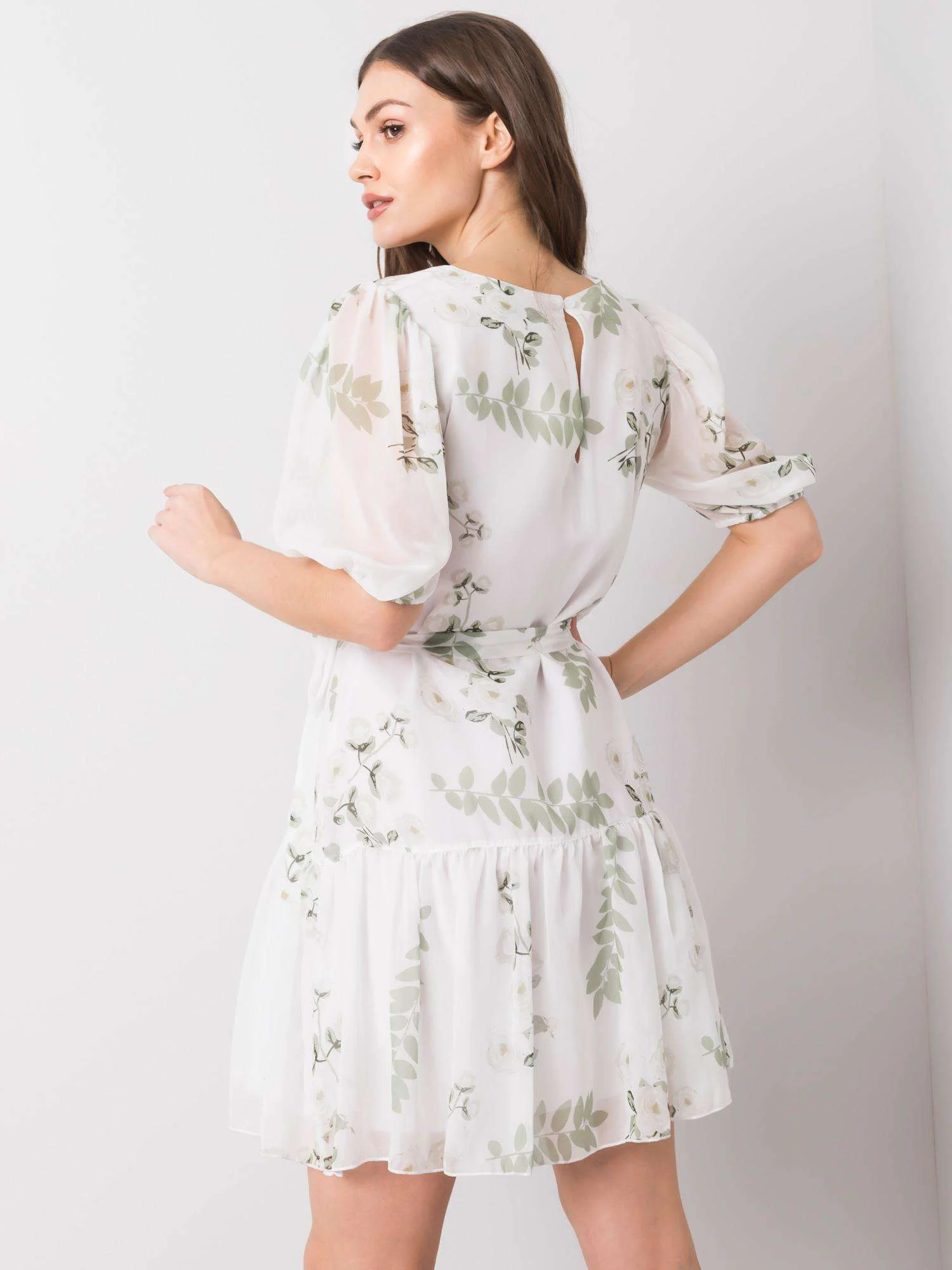 Rochie Dama Mini, Floral, LAKERTA, Alb de Sarbatori - Image 2