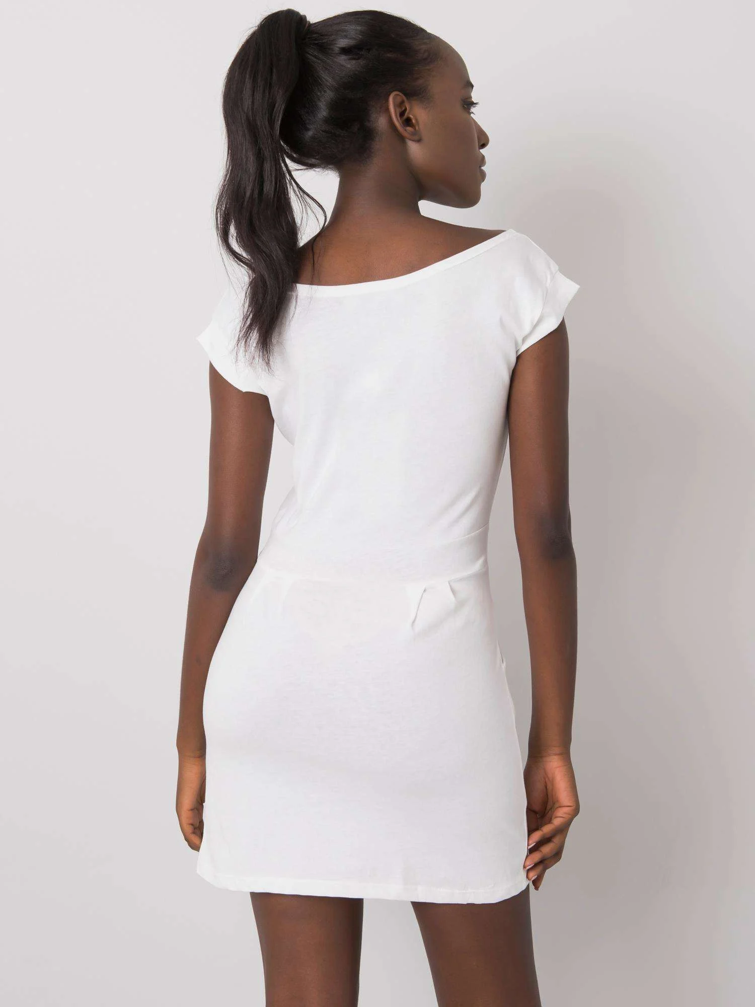 Rochie Dama Mini, Decolteu rotund, NieZnaszMnie, Alb Eleganta Office Marimi Mari - Image 5
