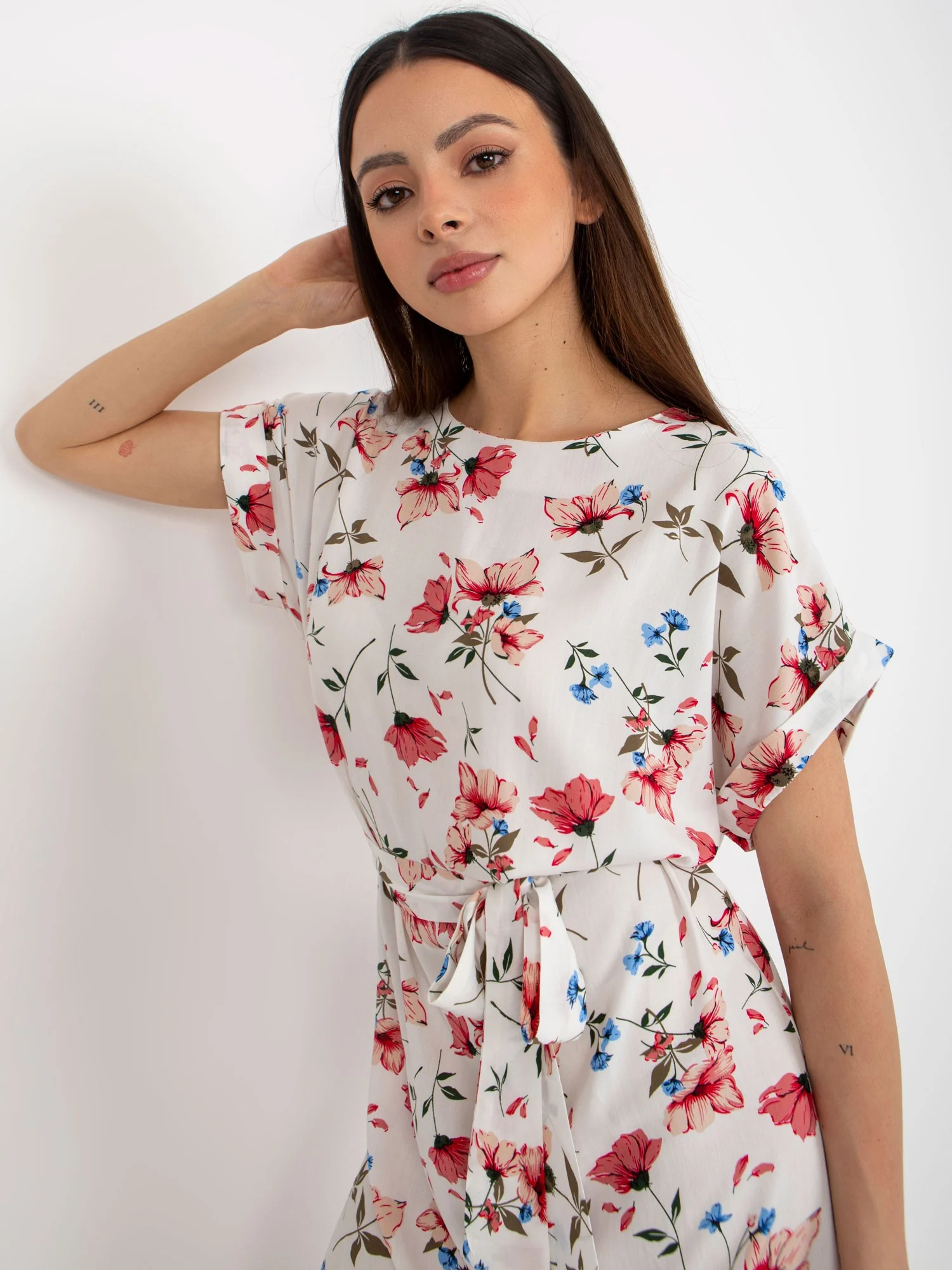Rochie Dama Mini, Floral, RUE PARIS, Rosu Eleganta Office - imagine 6