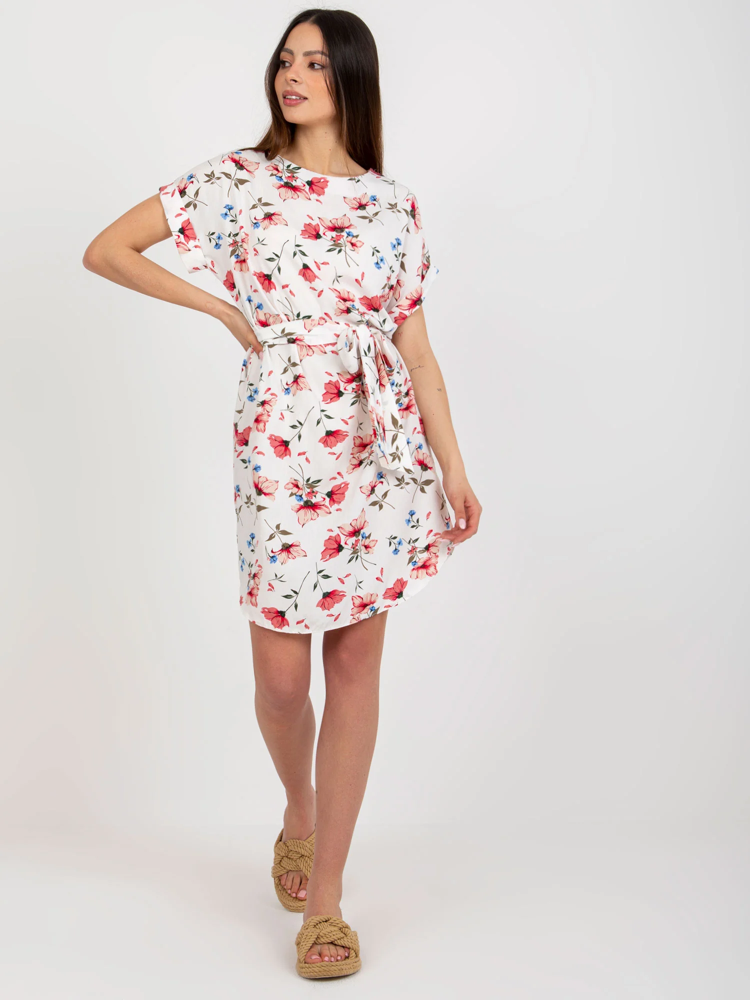 Rochie Dama Mini, Floral, RUE PARIS, Rosu Eleganta Office - imagine 5