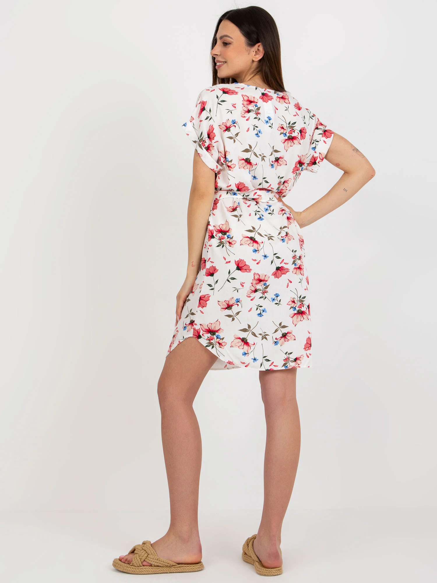 Rochie Dama Mini, Floral, RUE PARIS, Rosu Eleganta Office - imagine 4
