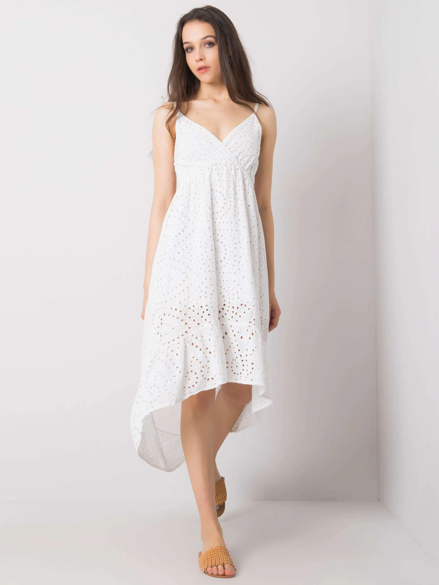 Rochie Dama Fara maneci, Imprimat, Och Bella, Alb Casual - imagine 5