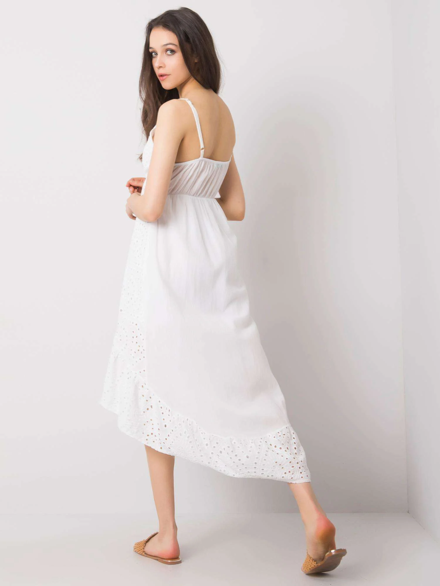 Rochie Dama Fara maneci, Imprimat, Och Bella, Alb Casual - imagine 4