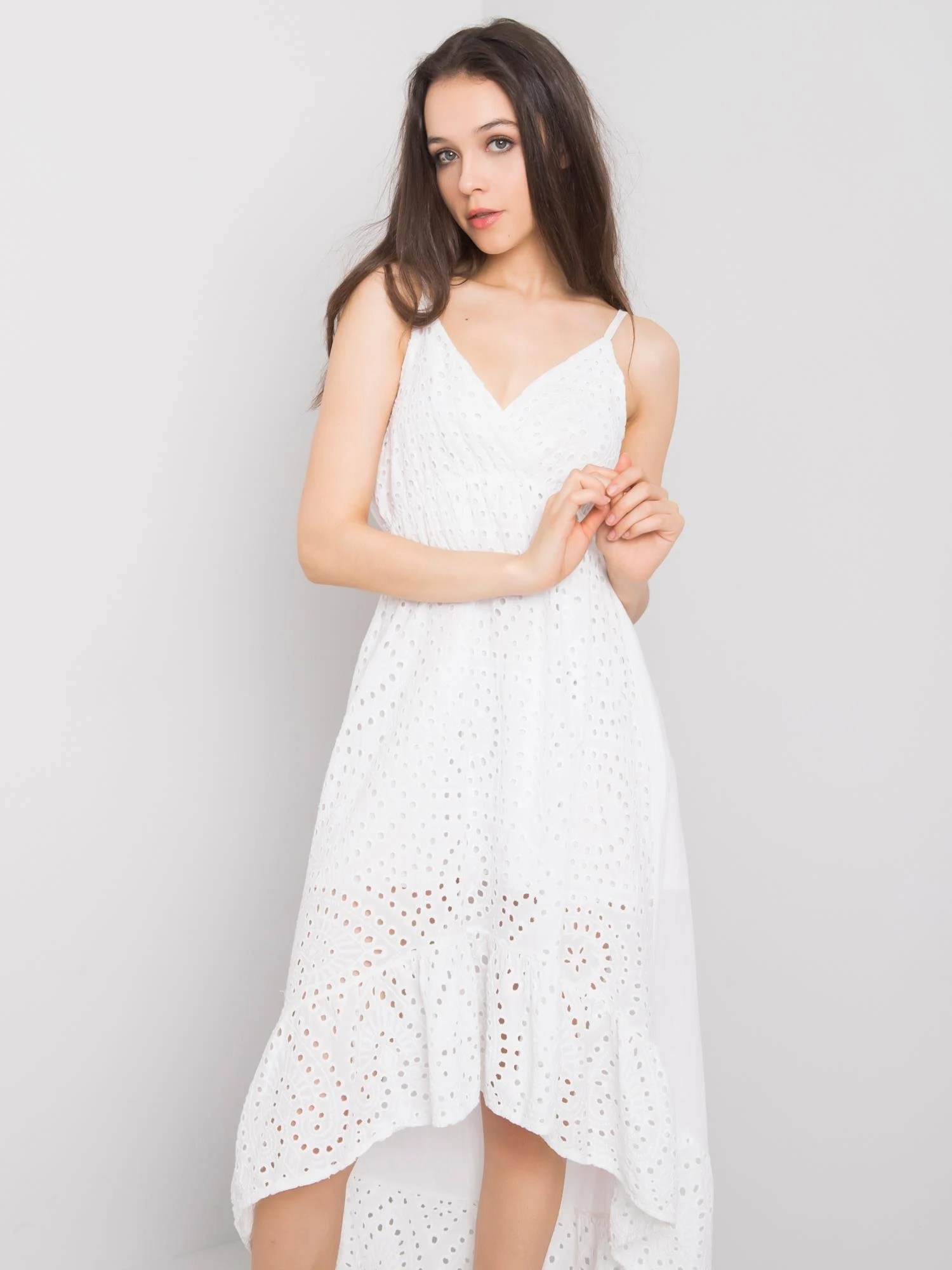 Rochie Dama Fara maneci, Imprimat, Och Bella, Alb Casual - imagine 2