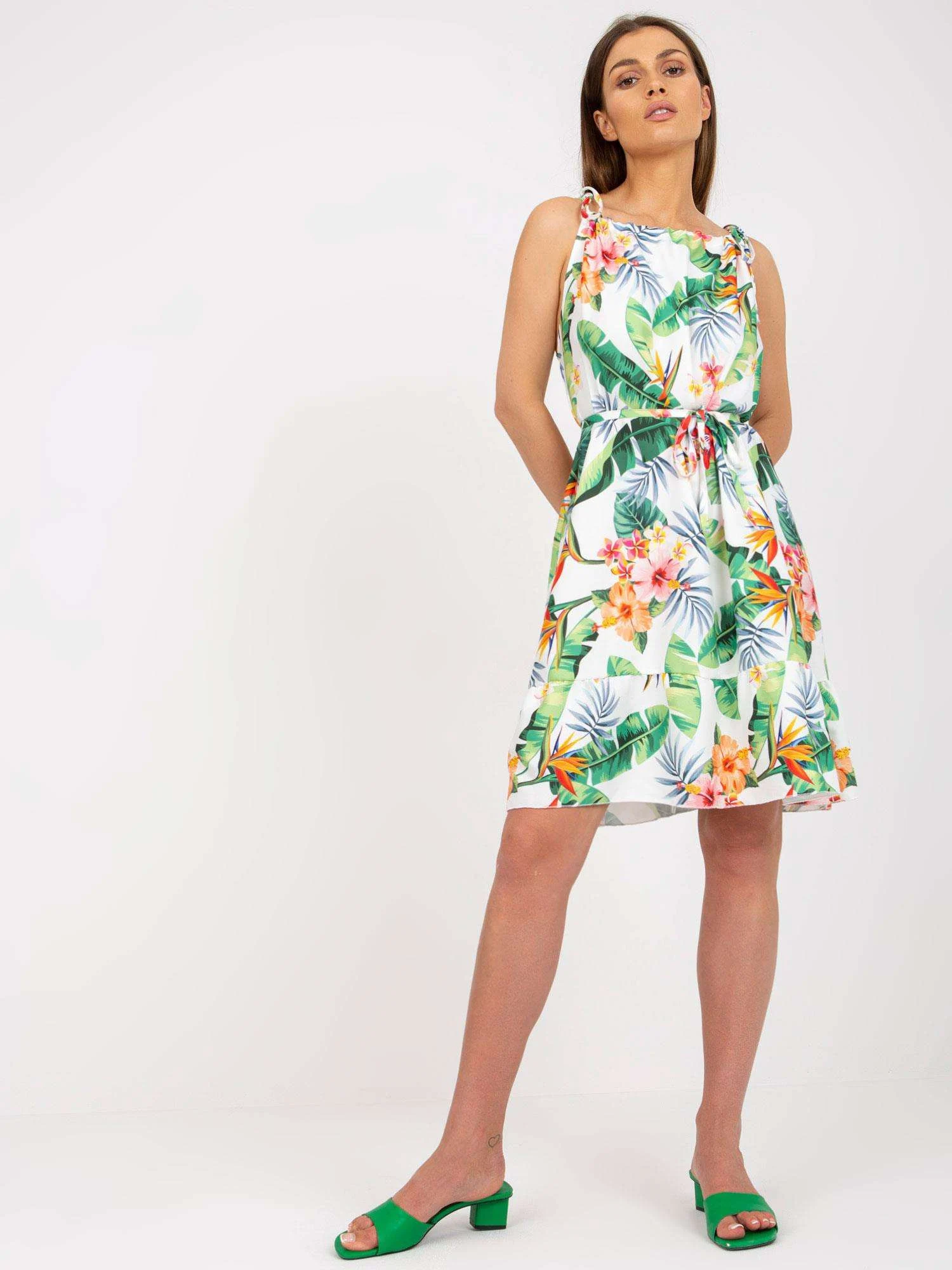 Rochie Dama Mini, Imprimat, RUE PARIS, Verde Eleganta Office - imagine 4