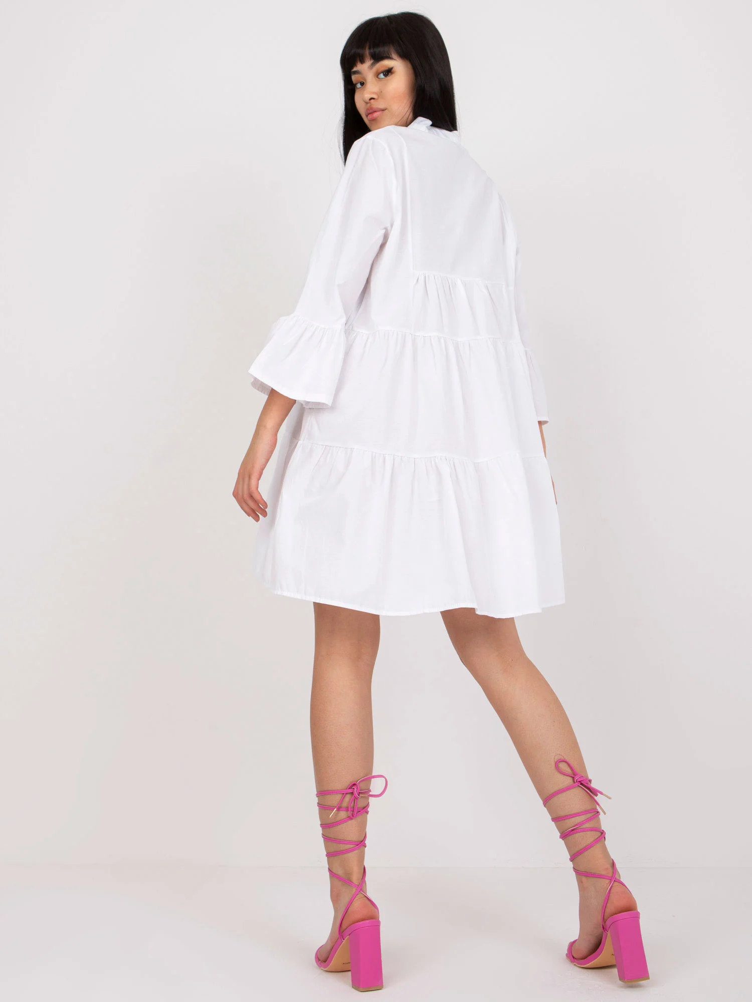 Rochie Dama Maneca 3/4, Lejera, RUE PARIS, Alb Eleganta Office - Image 4