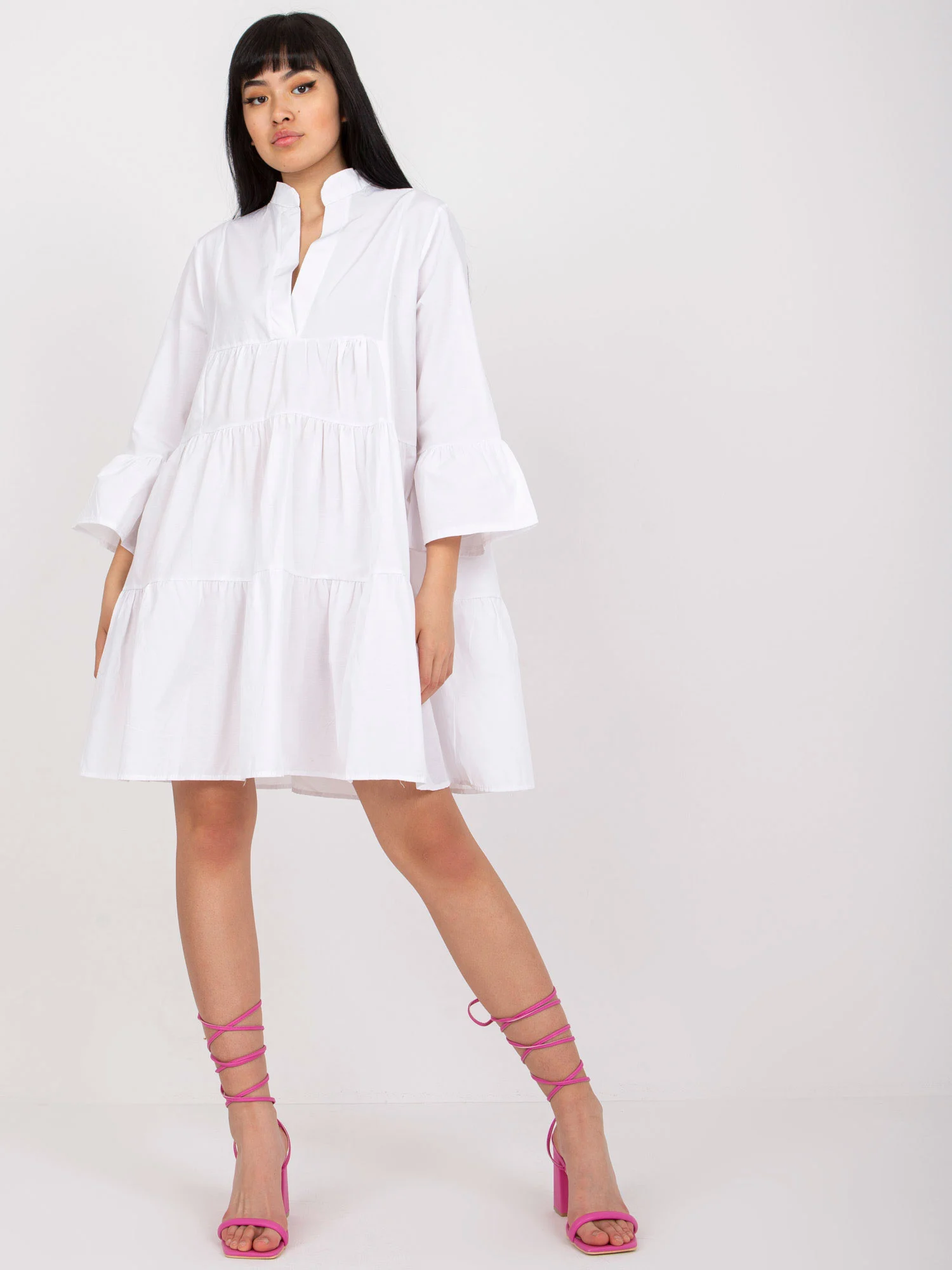 Rochie Dama Maneca 3/4, Lejera, RUE PARIS, Alb Eleganta Office - Image 2