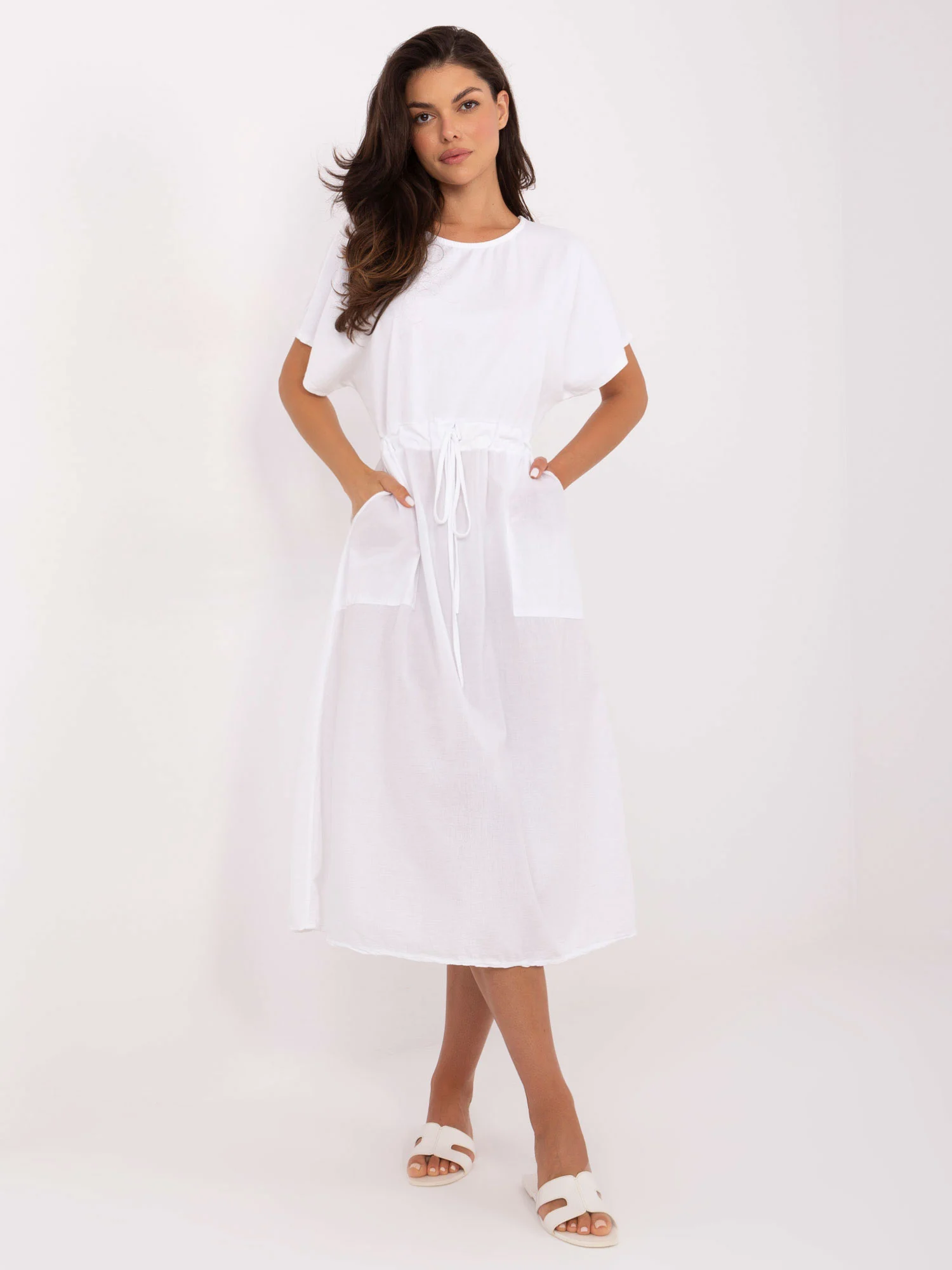 Rochie Dama Midi, Lejera, Och Bella, Alb de Vara - Image 2