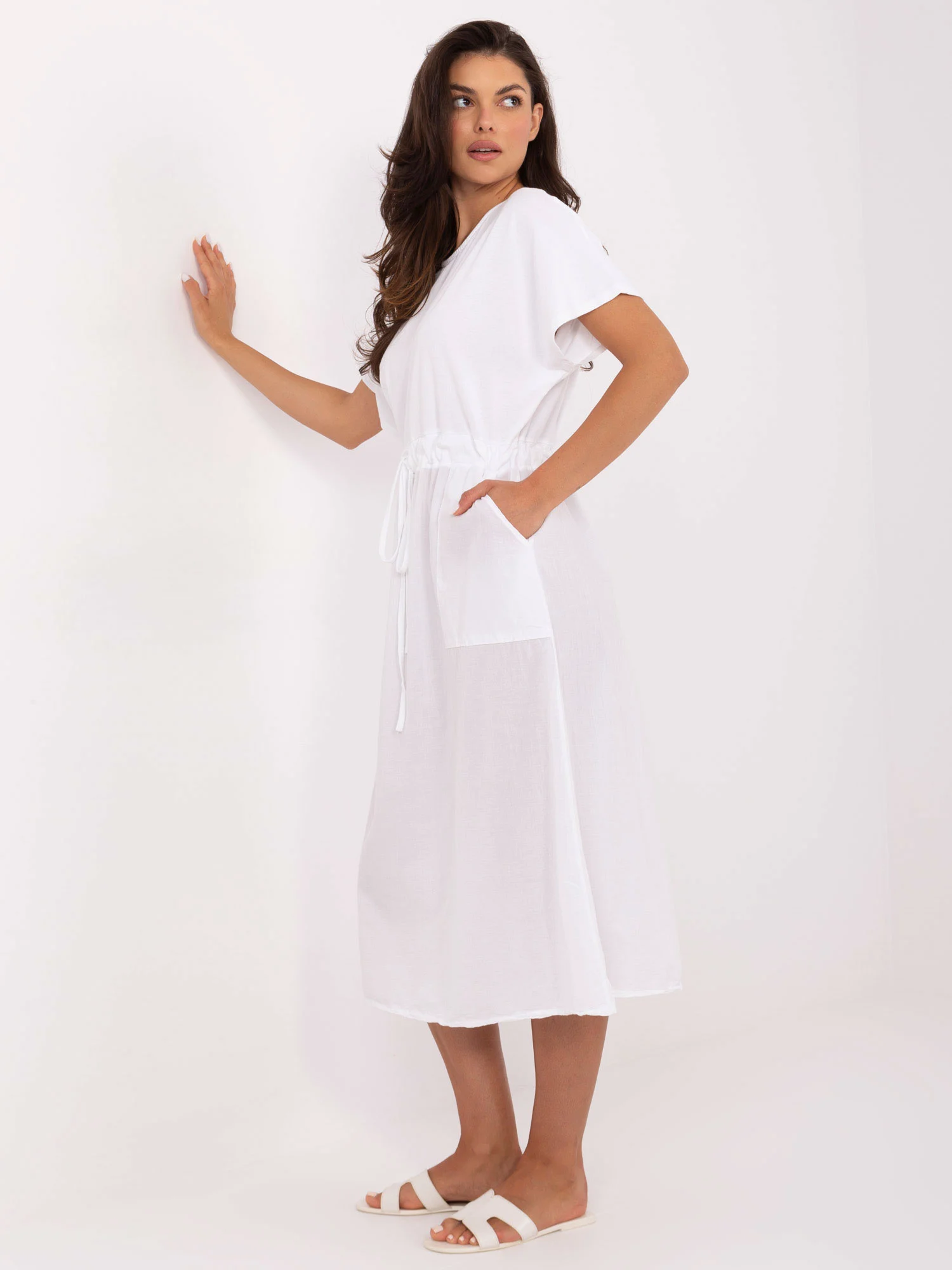 Rochie Dama Midi, Lejera, Och Bella, Alb de Vara - Image 4