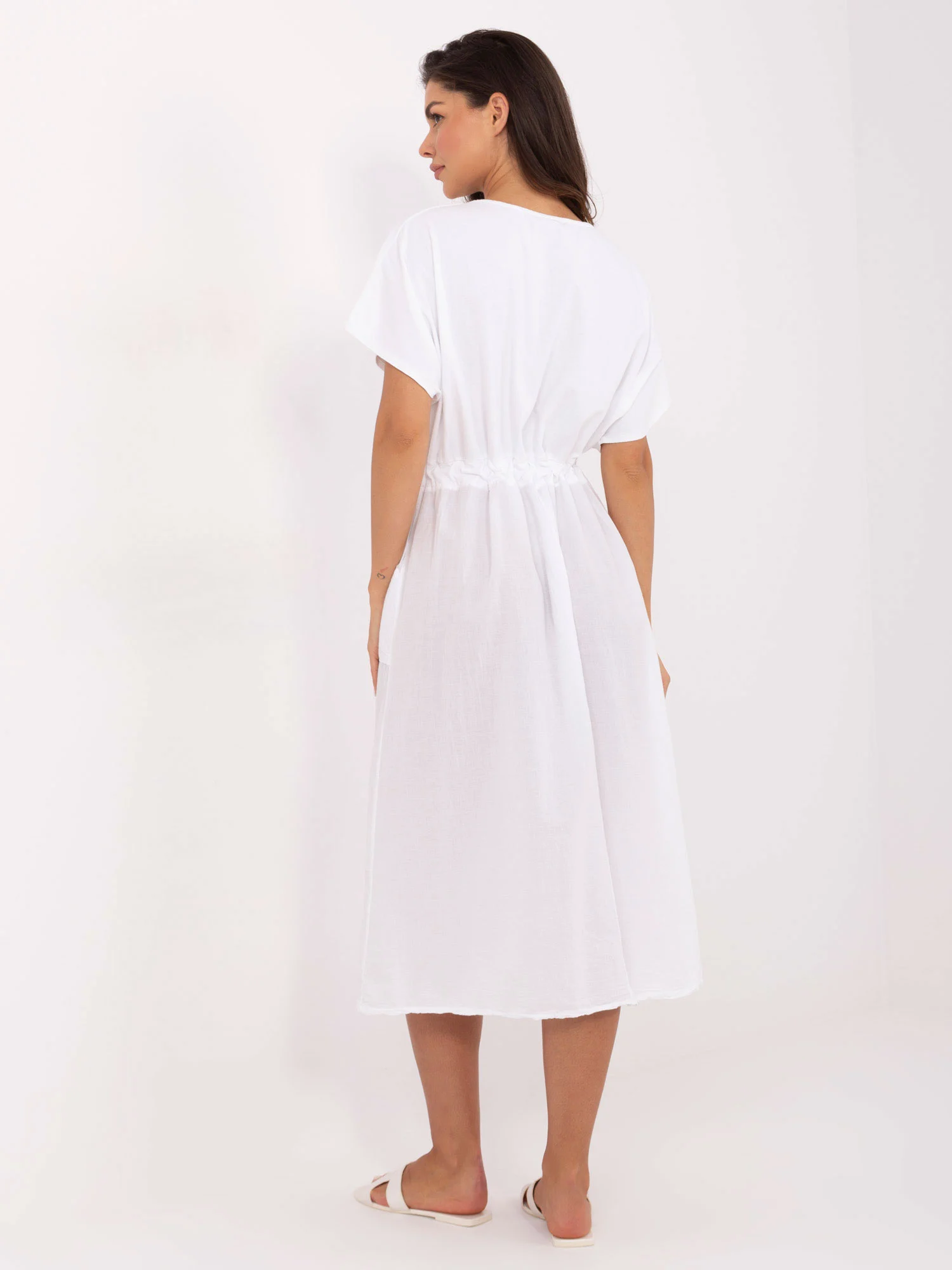 Rochie Dama Midi, Lejera, Och Bella, Alb de Vara - Image 3