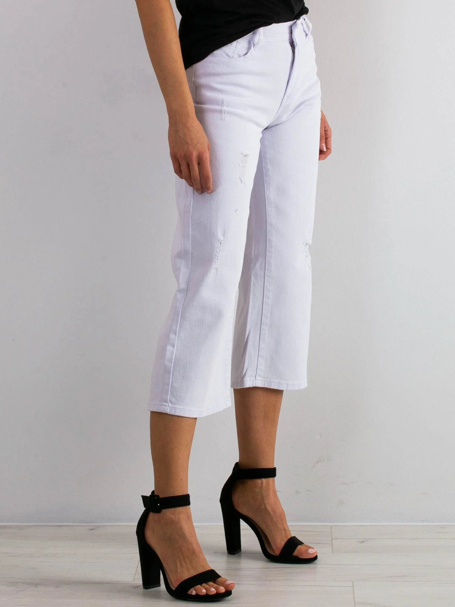 Blugi Dama 7/8, Larga, Hello Miss, Alb Casual - imagine 3