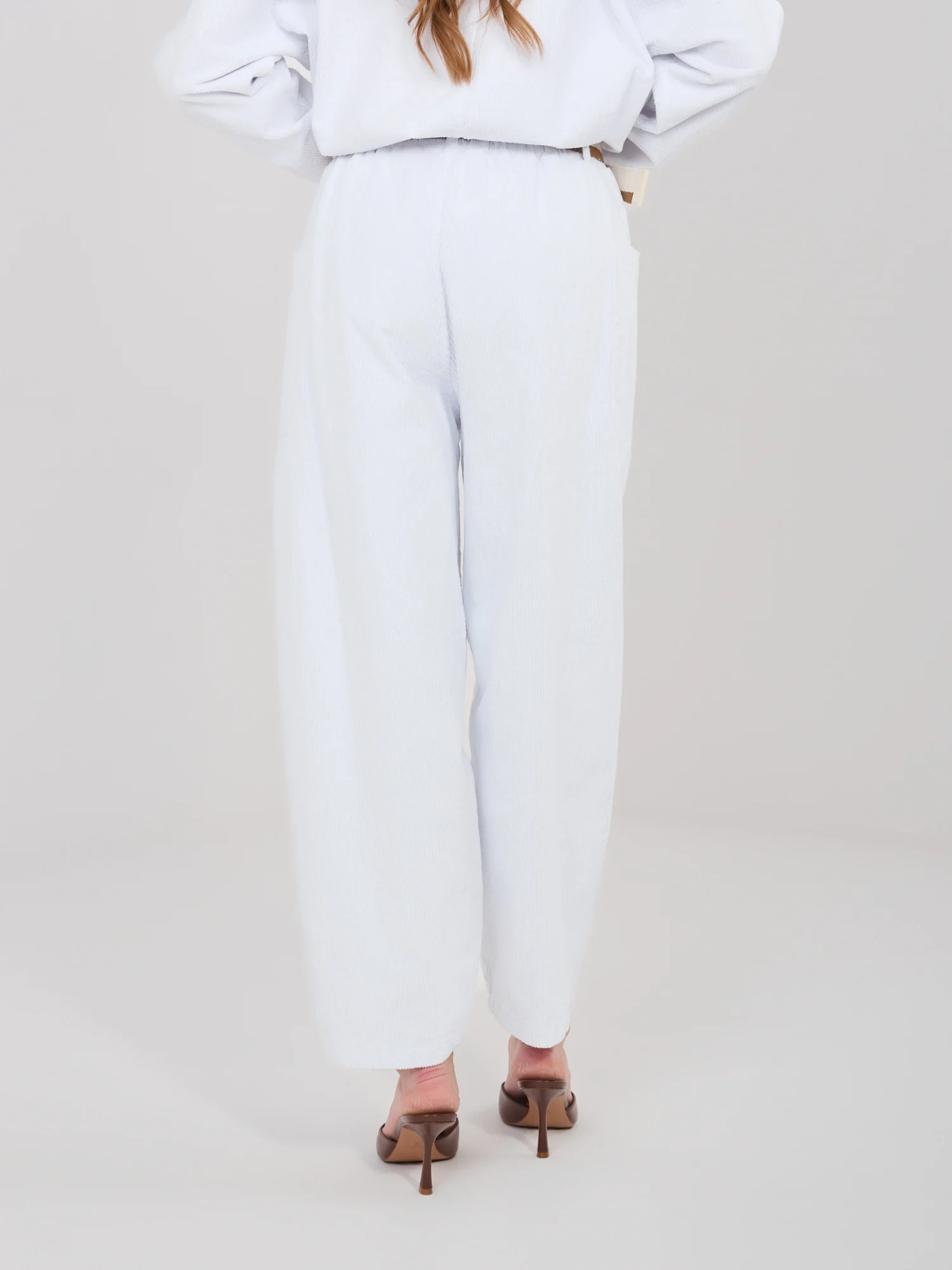 Pantaloni Dama Conica, Guler inalt, RUE PARIS, Alb Casual - imagine 5