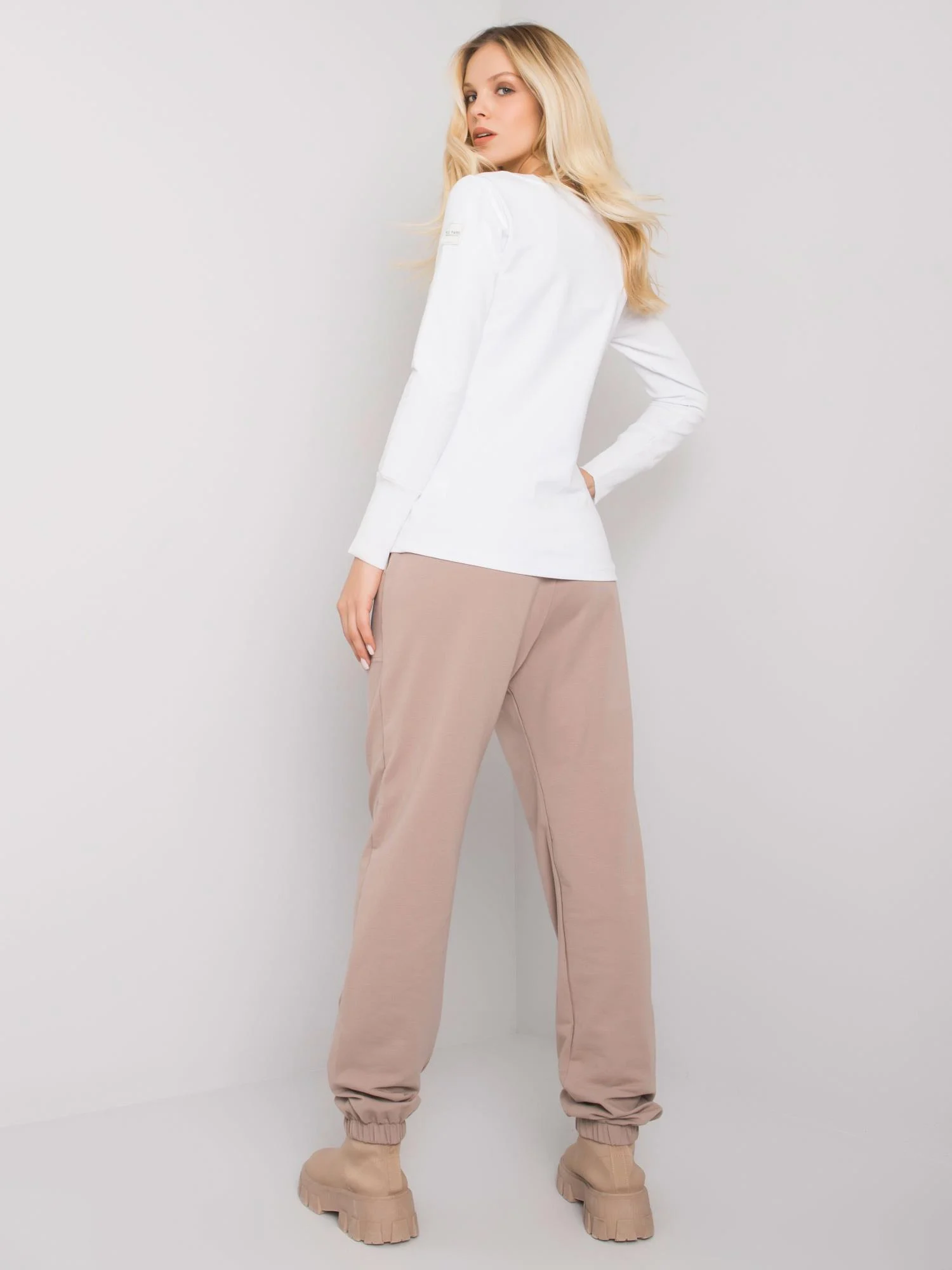 Compleu Dama Maneca lunga, Sport, RUE PARIS, Bej Casual - imagine 3