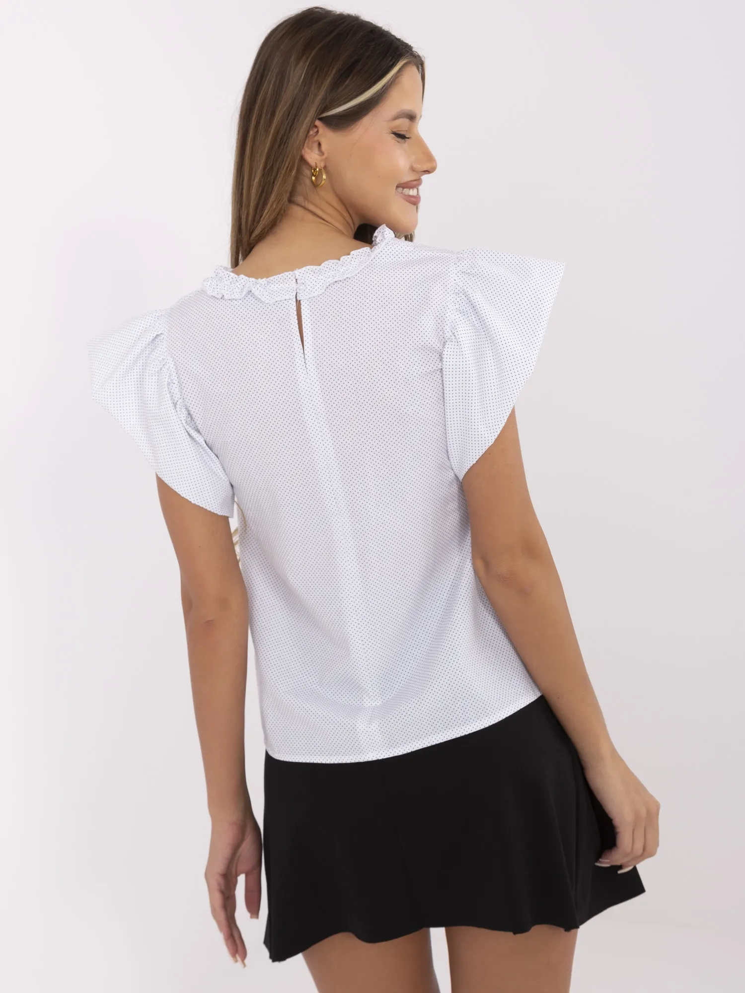 Bluza Dama Mini, Buline, LAKERTA, Negru Eleganta Office - imagine 4