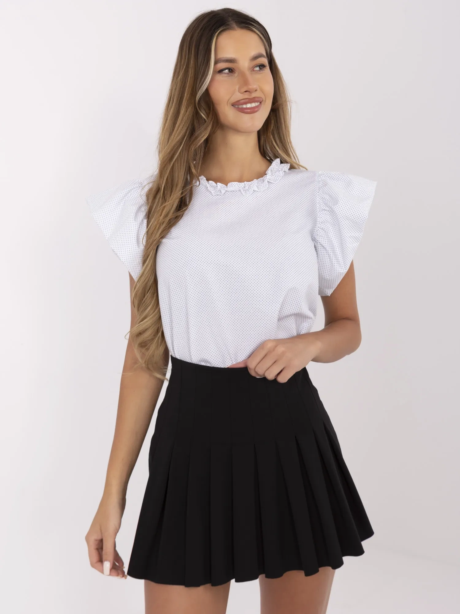 Bluza Dama Mini, Buline, LAKERTA, Negru Eleganta Office - imagine 3