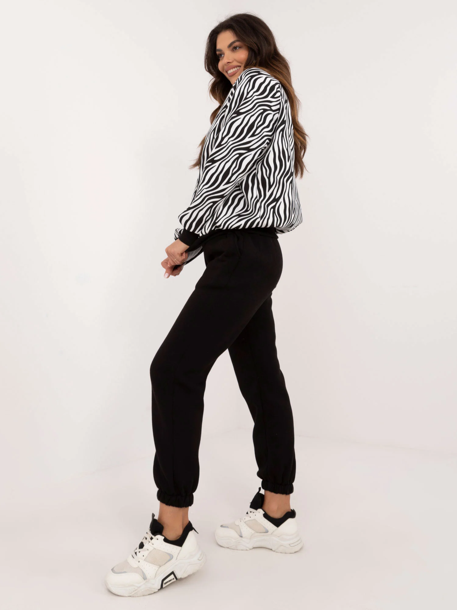 Compleu Dama Maneca lunga, Animal print, My Red Lips, Negru Casual - imagine 3