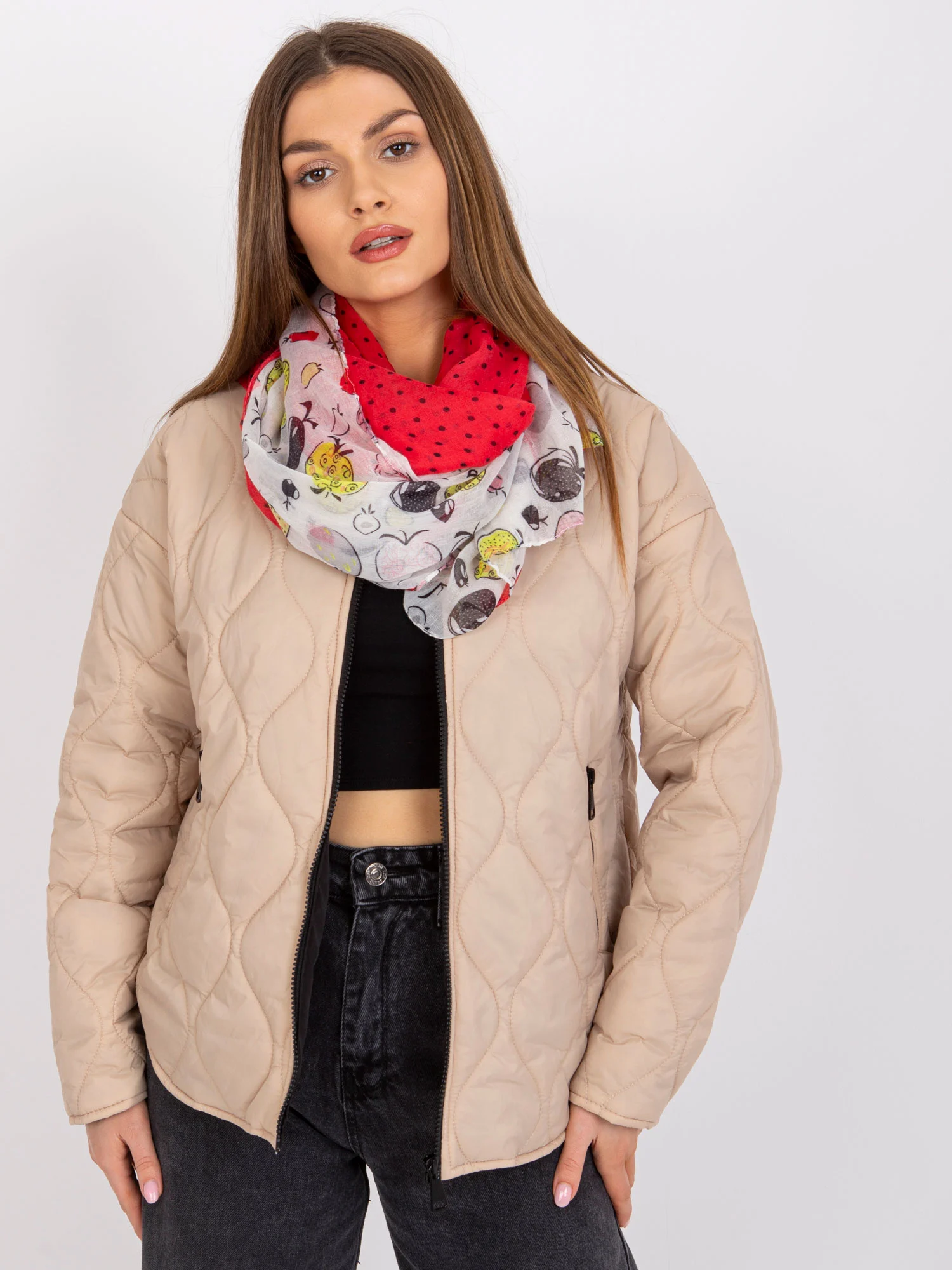 Bandana Dama Imprimat, Poliester, Fashion Hunters, Rosu - imagine 5