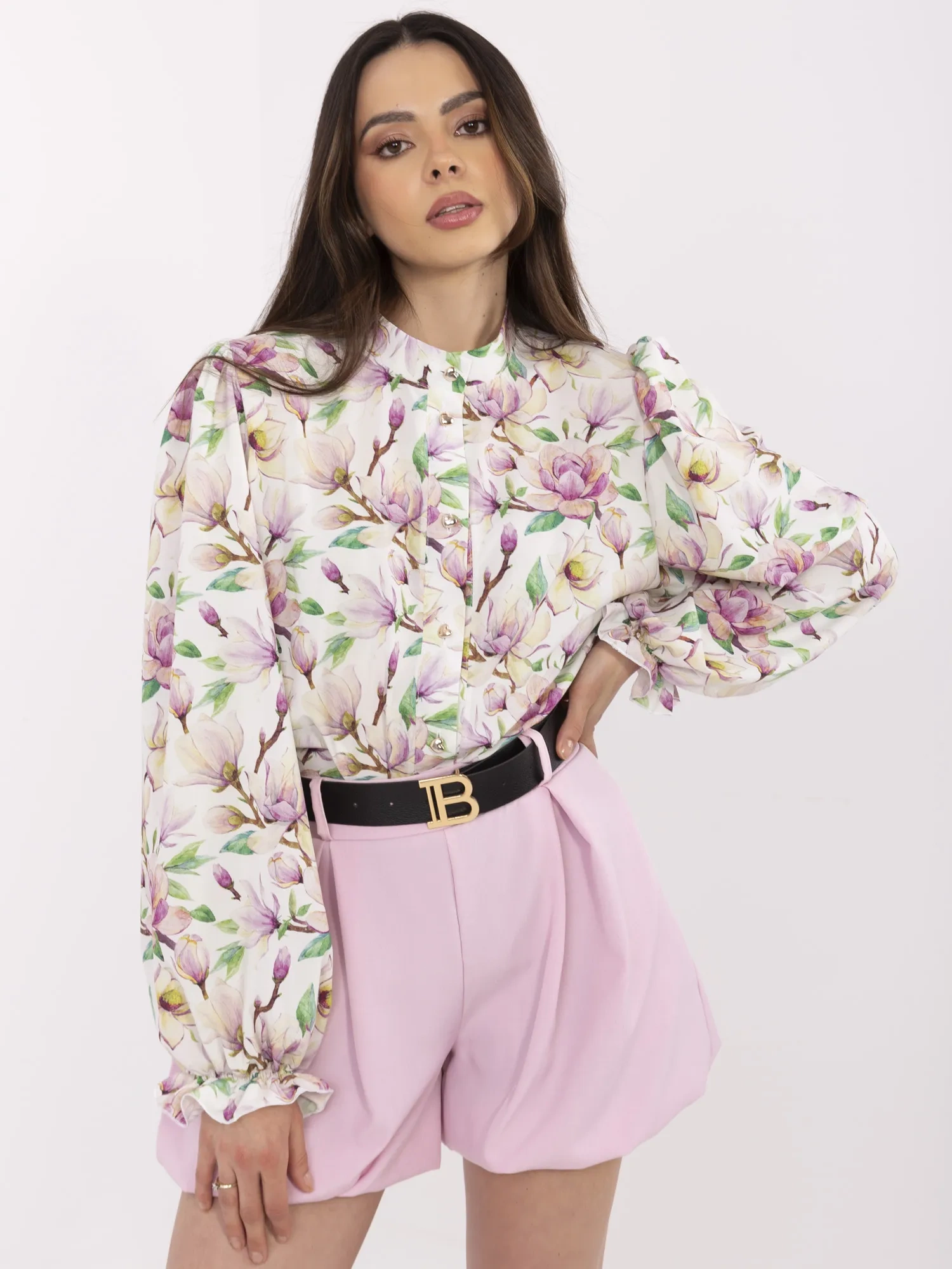 Camasa Dama Maneca lunga, Floral, LAKERTA, Alb Eleganta Office - imagine 5