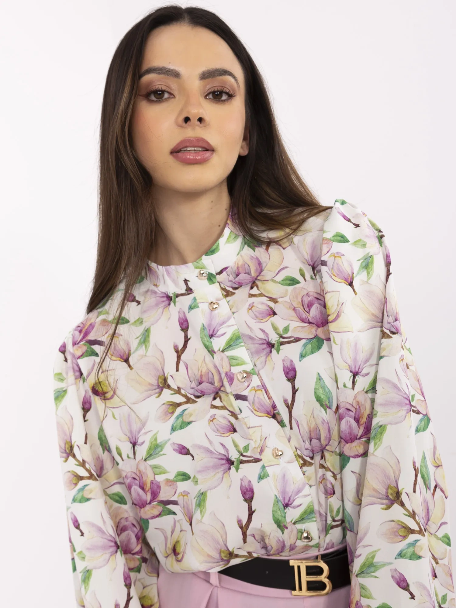 Camasa Dama Maneca lunga, Floral, LAKERTA, Alb Eleganta Office - imagine 4