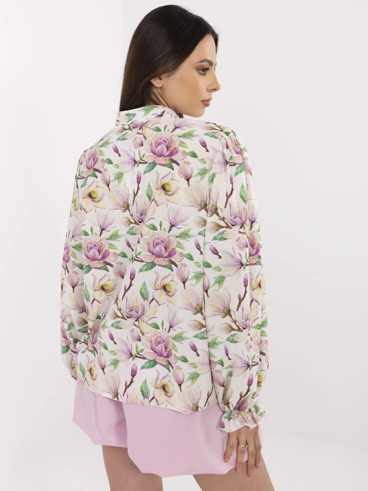 Camasa Dama Maneca lunga, Floral, LAKERTA, Alb Eleganta Office - imagine 3