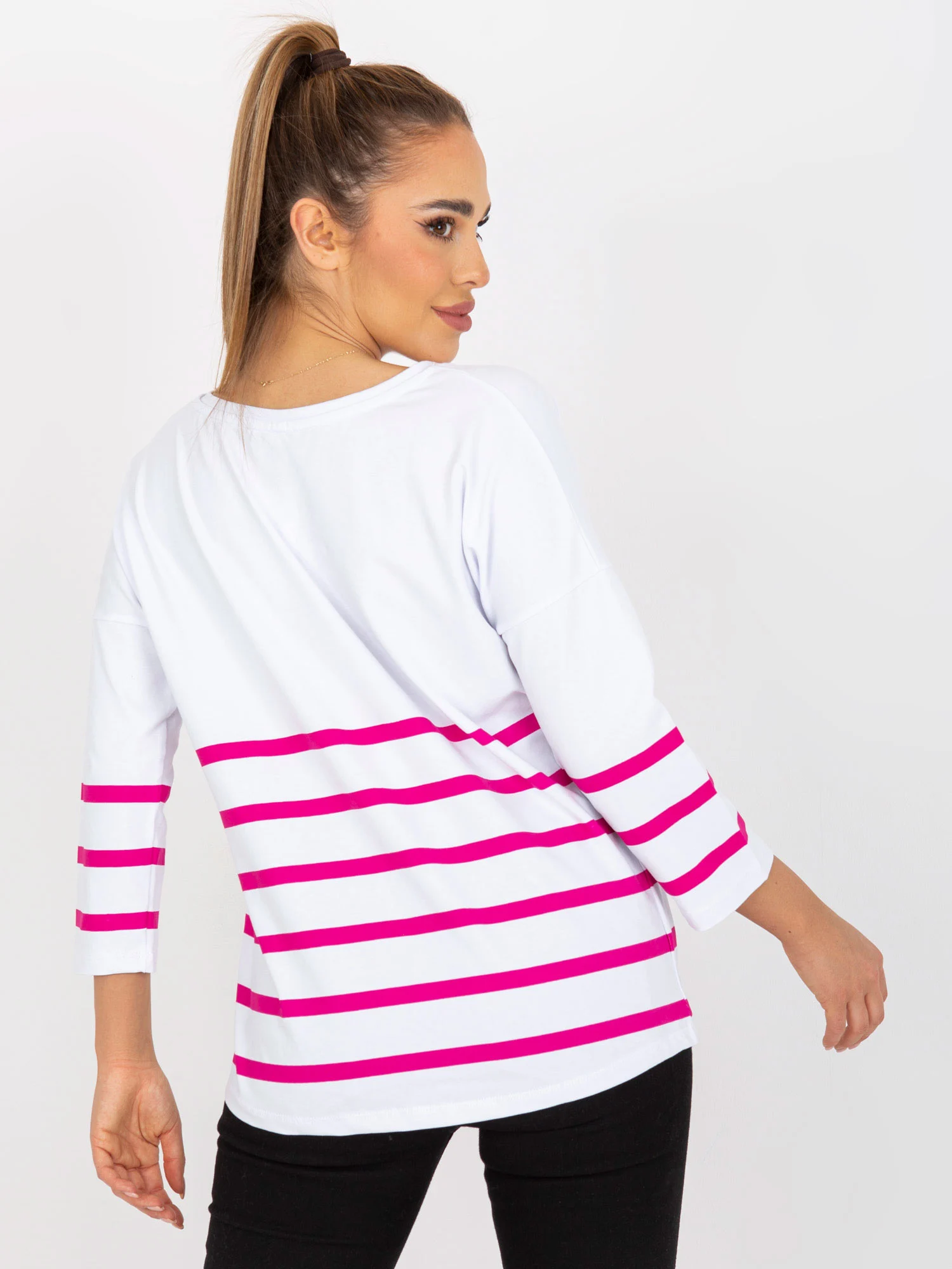Bluza Dama Maneca 3/4, Dungi, RUE PARIS, Roz Eleganta Office - imagine 2