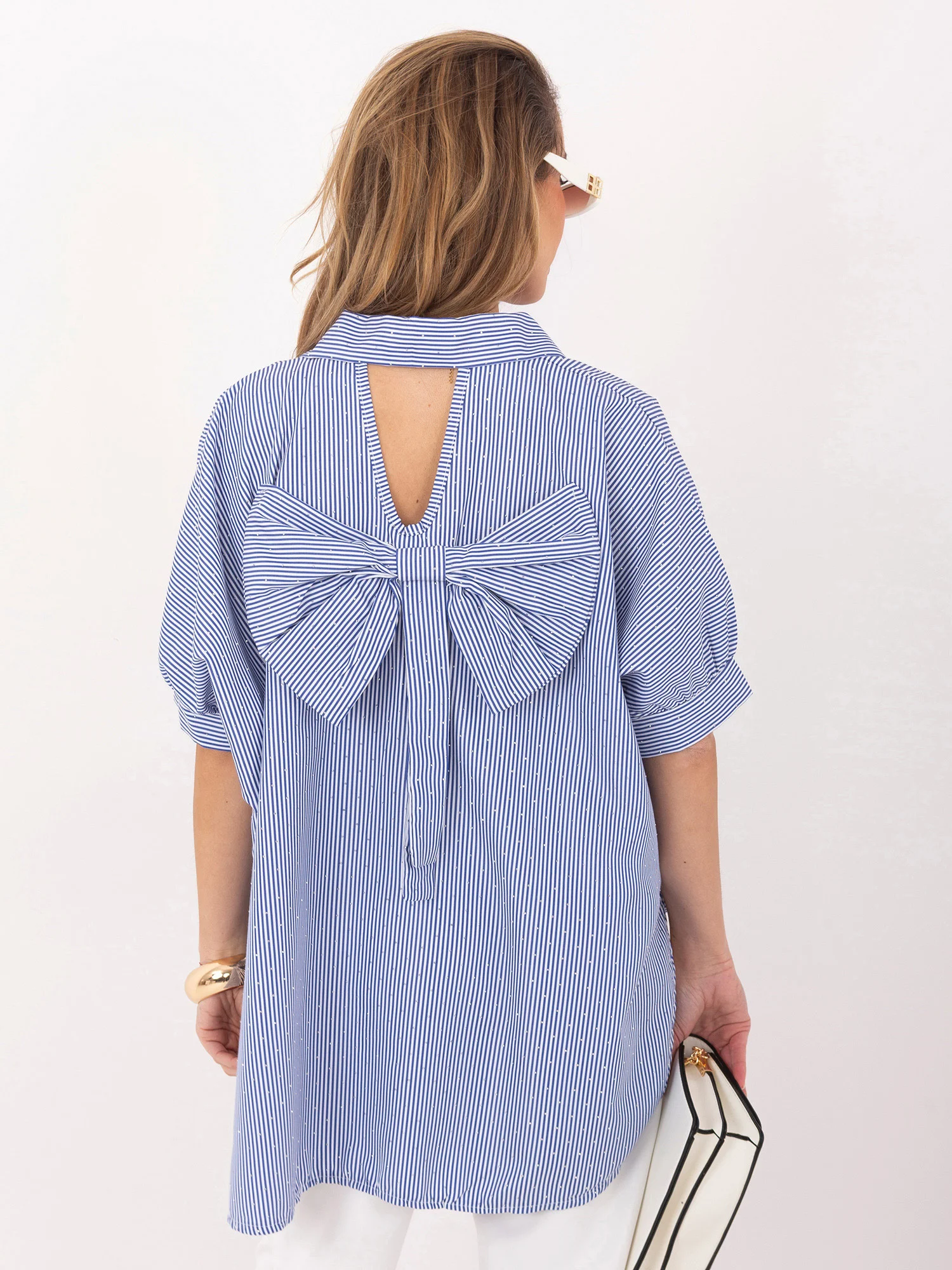 Camasa Dama Dungi, Maneci bufante, RUE PARIS, Bleumarin Eleganta Office - imagine 5