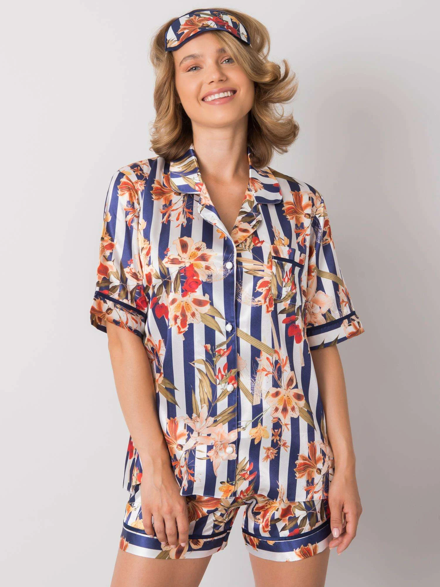 Compleu Dama Floral, Poliester, XSAPIENZA, Bleumarin - imagine 3