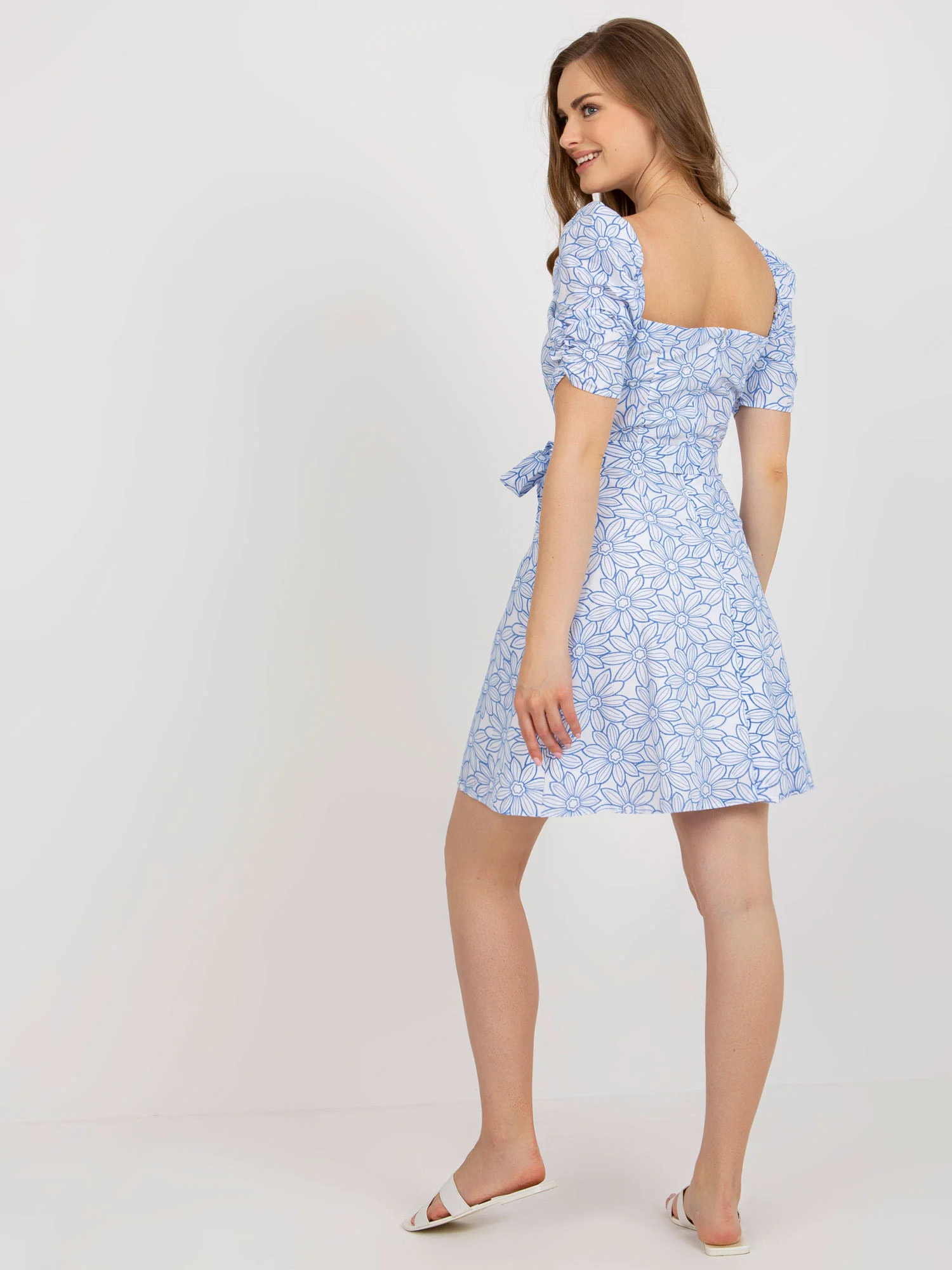 Rochie Dama Mini, Floral, LAKERTA, Albastru de Vara - imagine 3