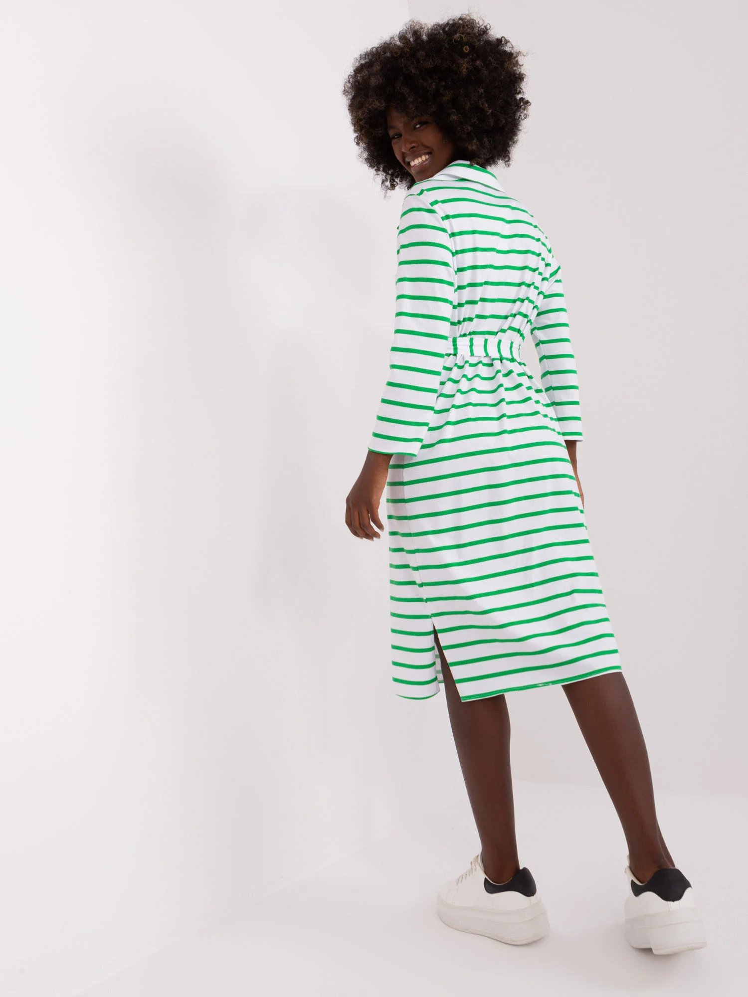 Rochie Dama Maxi, Dungi, LAKERTA, Verde Eleganta Office - Image 4